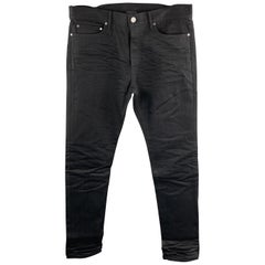 JOHN ELLIOTT Size 34 Black Solid Cotton Button Fly Jeans