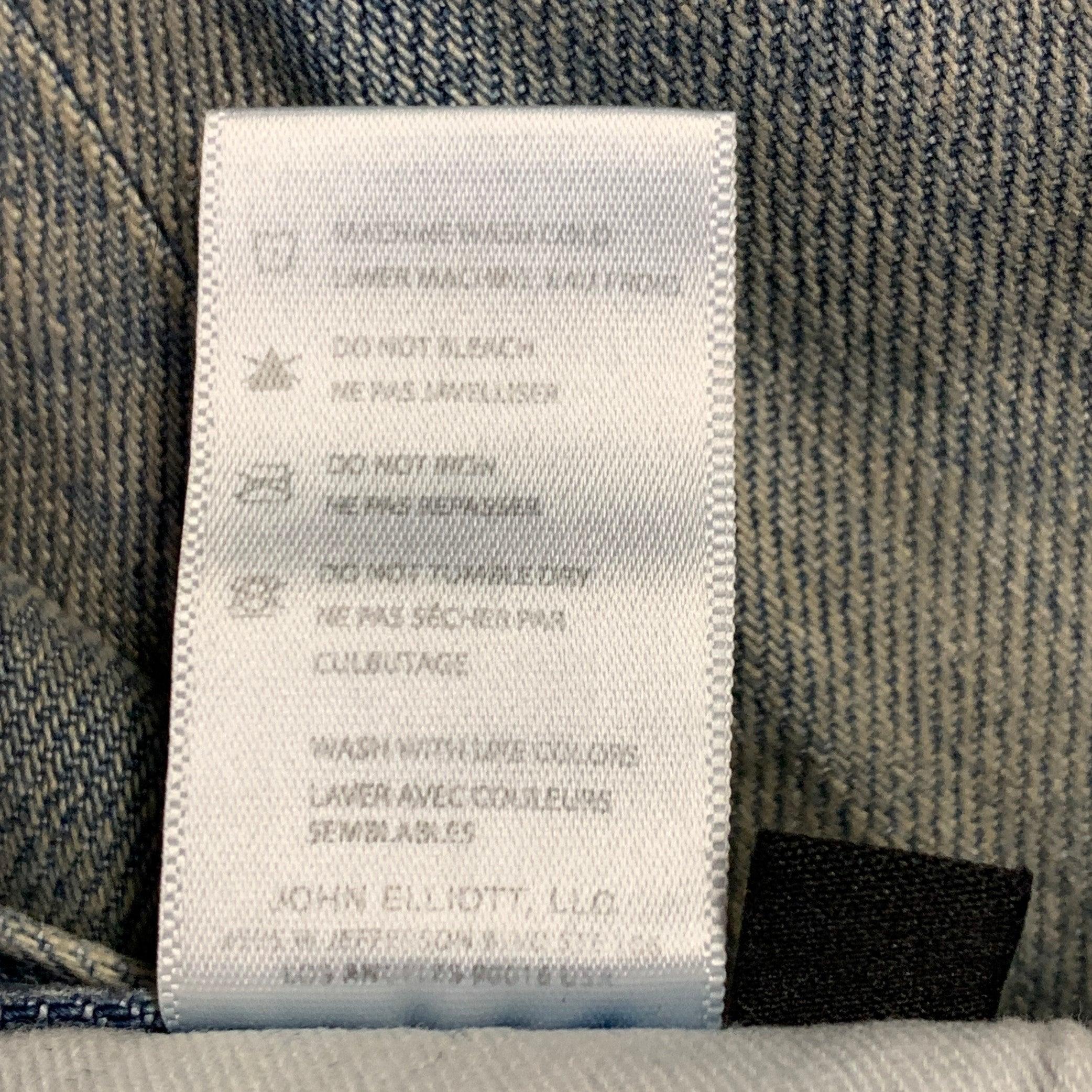 John Elliott Taglia 34 Blu Grigio Distressed Cotton Button Fly Jeans 4