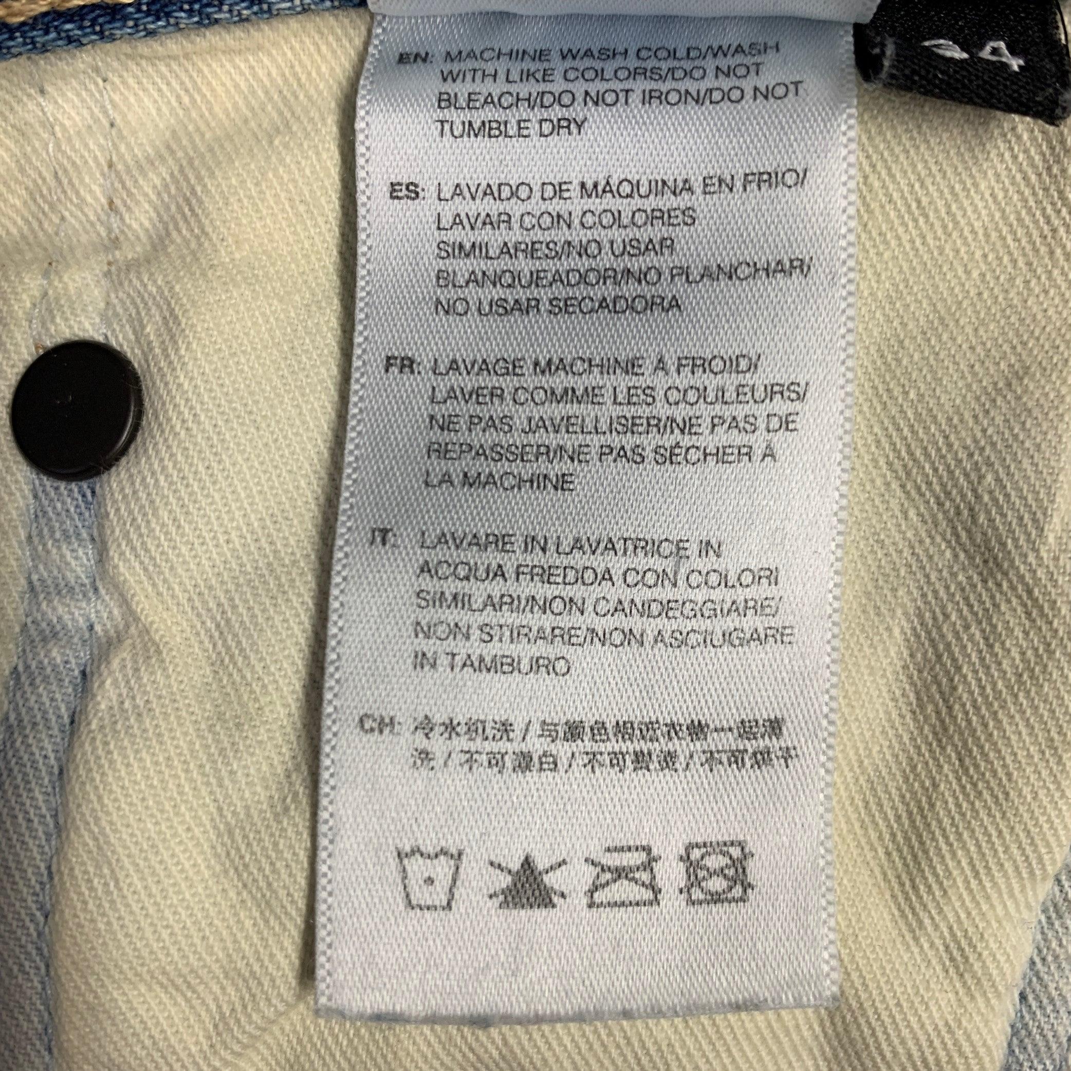 JOHN ELLIOTT Size 34 Daze Opal Sashiko- Blue Multi Color Embroidery Cotton Jeans For Sale 6