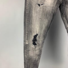 JOHN ELLIOTT Größe 34 Graue Fliegen Jeans aus Baumwolle mit Knopfleiste