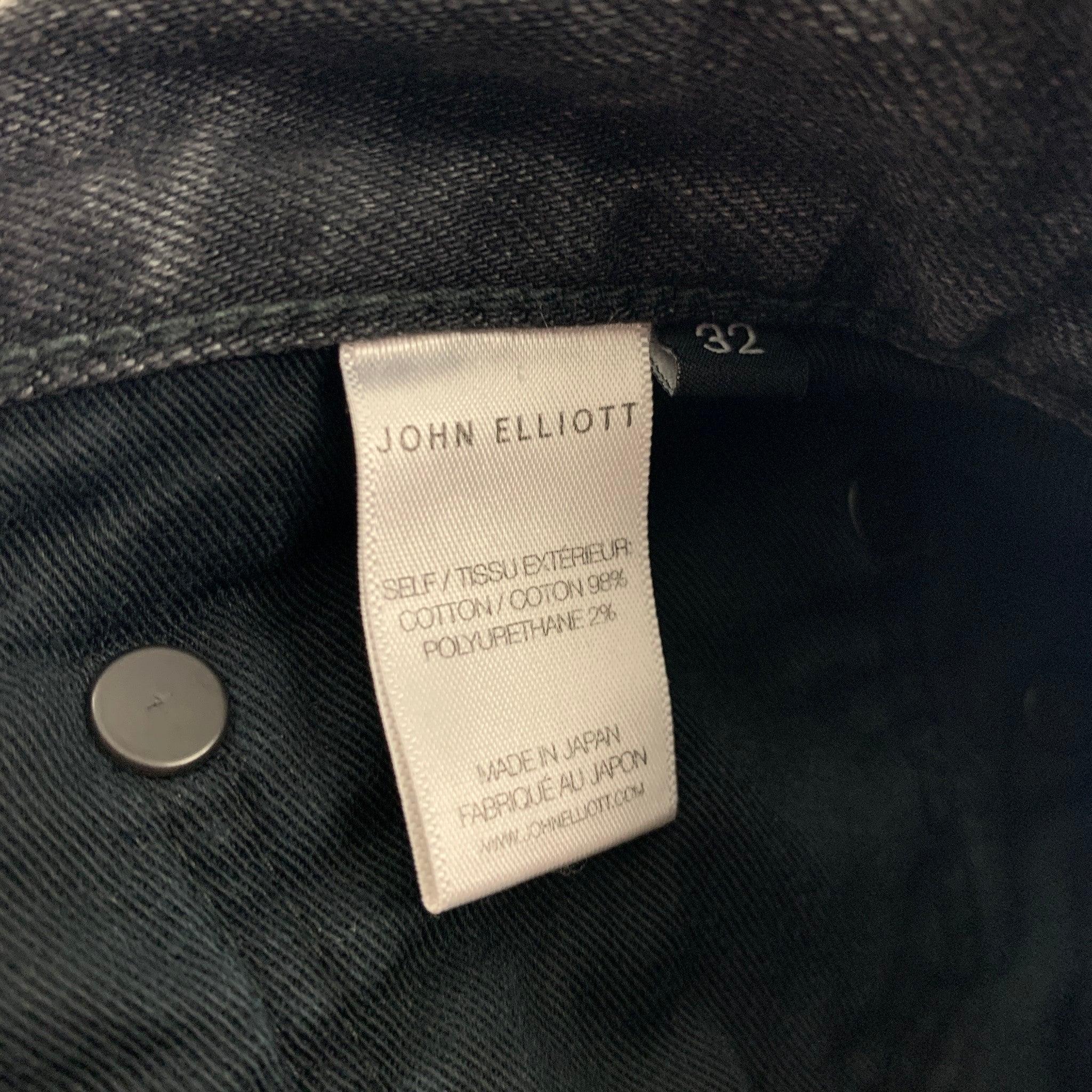 Men's JOHN ELLIOTT Size 34 Grey Distressed Cotton Button Fly Jeans For Sale