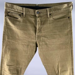 JOHN ELLIOTT Jeans in Größe 36, Farbe „Green Olive“, einfarbig, aus Baumwollmischung, mit Knopfleiste