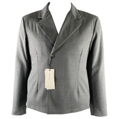 JOHN ELLIOTT Blazer recortado de lana gris con doble botonadura talla 42