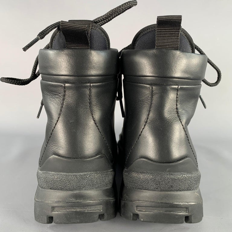 JOHN ELLIOTT Size 7 Black Faux Leather Lace-Up Tread Sole  display picture 1
