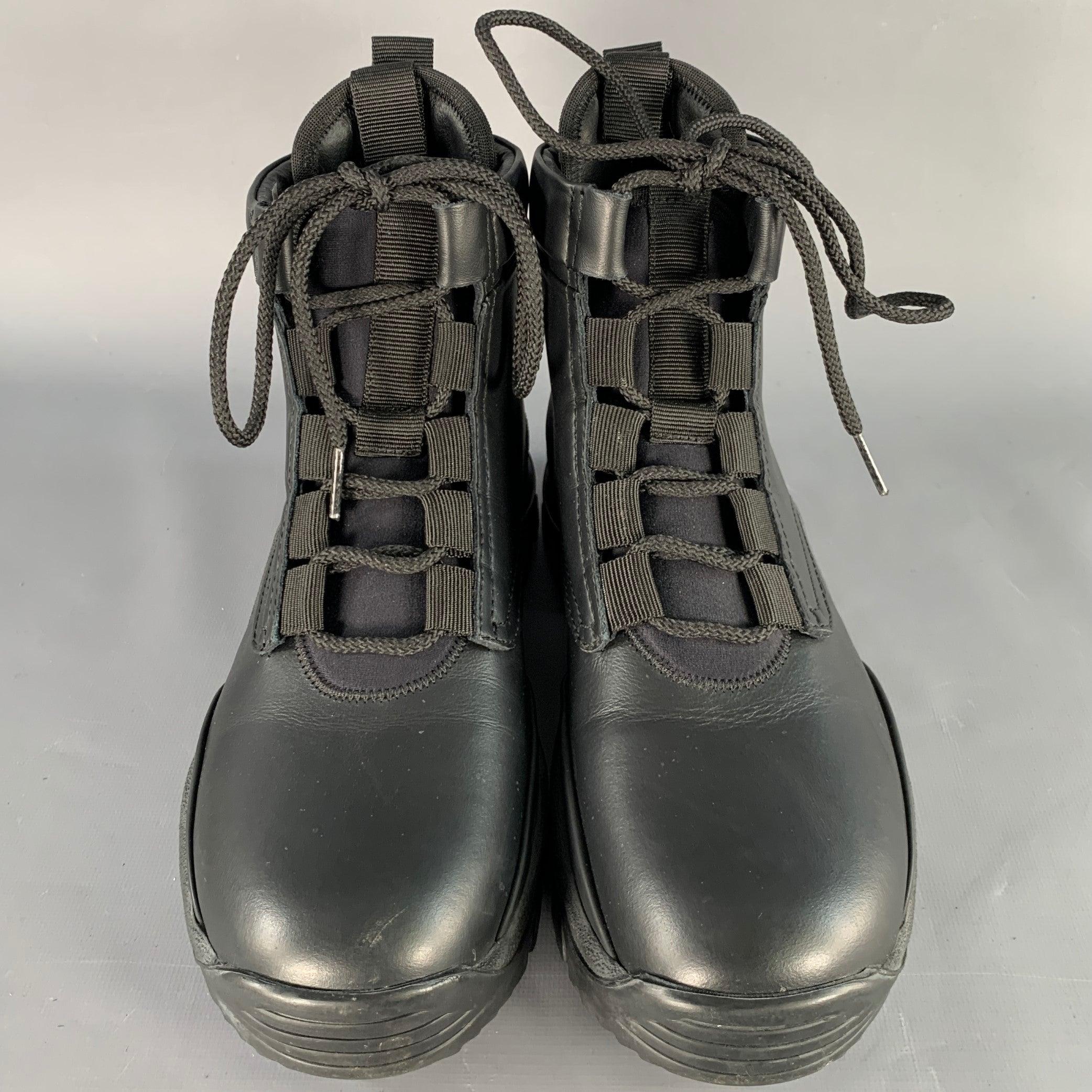 De los hombres JOHN ELLIOTT Botines de piel sintética negra con cordones y suela de tacón talla 7 en venta