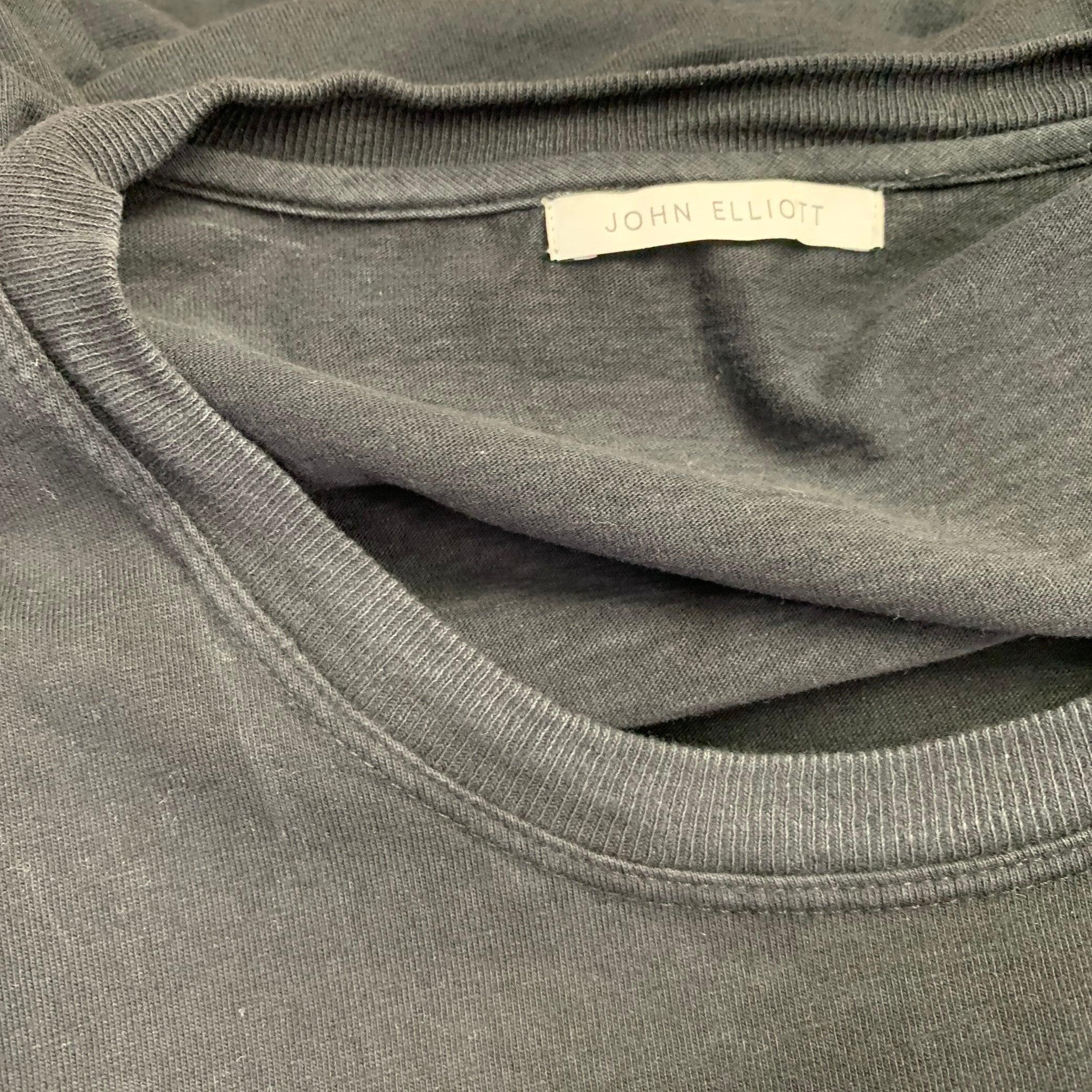 JOHN ELLIOTT Größe L Schwarzes T-Shirt mit Rundhalsausschnitt aus Baumwolle im Angebot 1