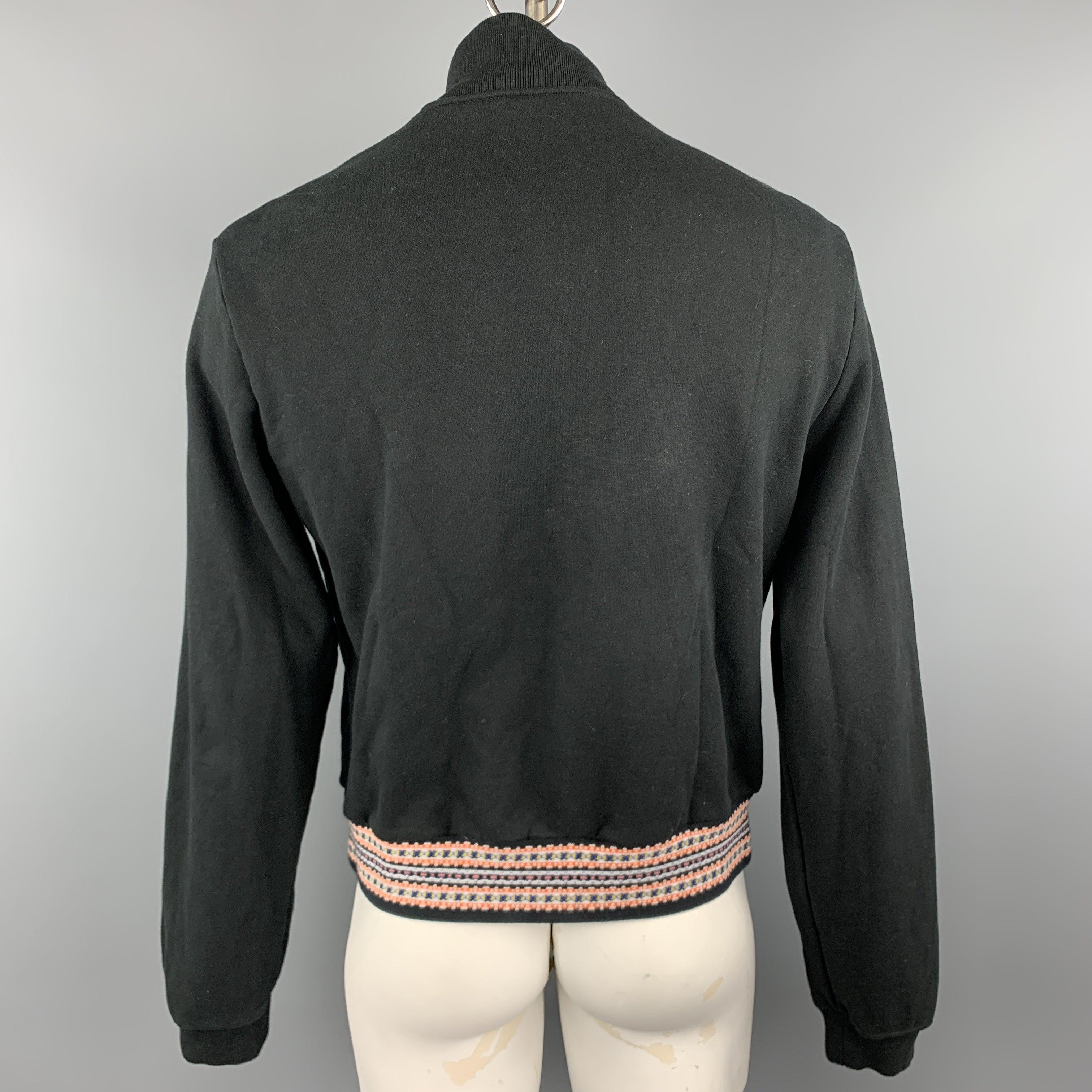 Men's JOHN ELLIOTT Size L Black Cotton High Collar Trim Zip Pockets Zip Up Jacket For Sale
