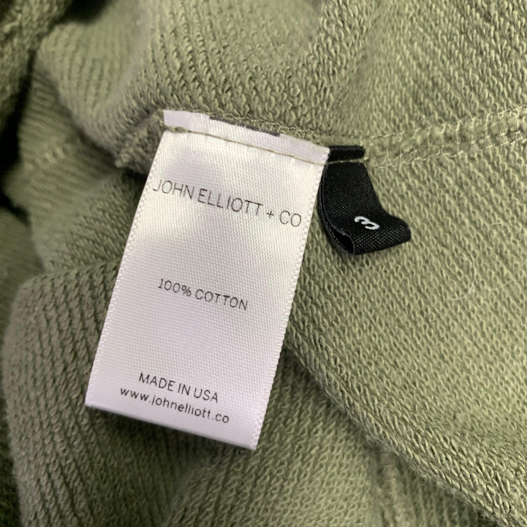 Men's JOHN ELLIOTT Size L Green Cotton Crew Neck Sweatshirt For Sale