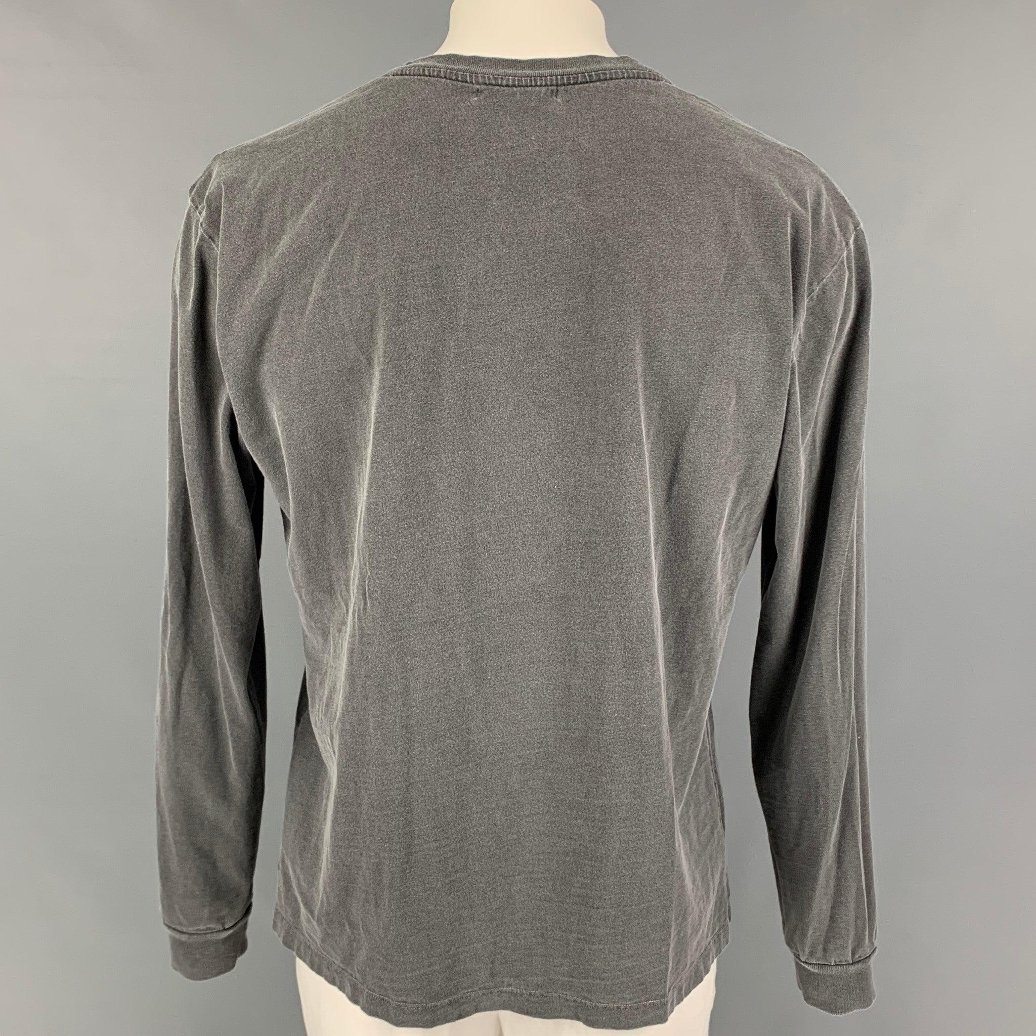 JOHN ELLIOTT Size L Grey Cotton Long Sleeve T-shirt In Good Condition For Sale In San Francisco, CA