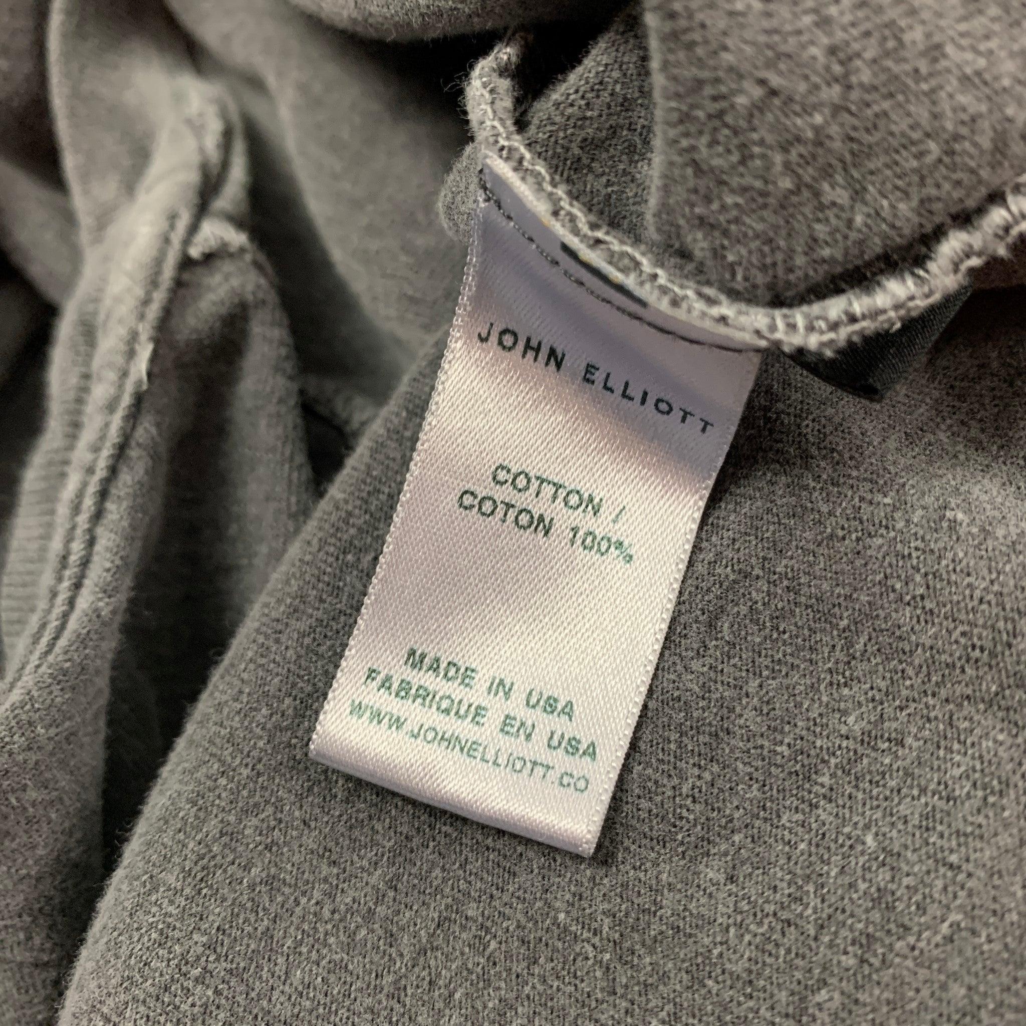 Men's JOHN ELLIOTT Size L Grey Cotton Long Sleeve T-shirt For Sale