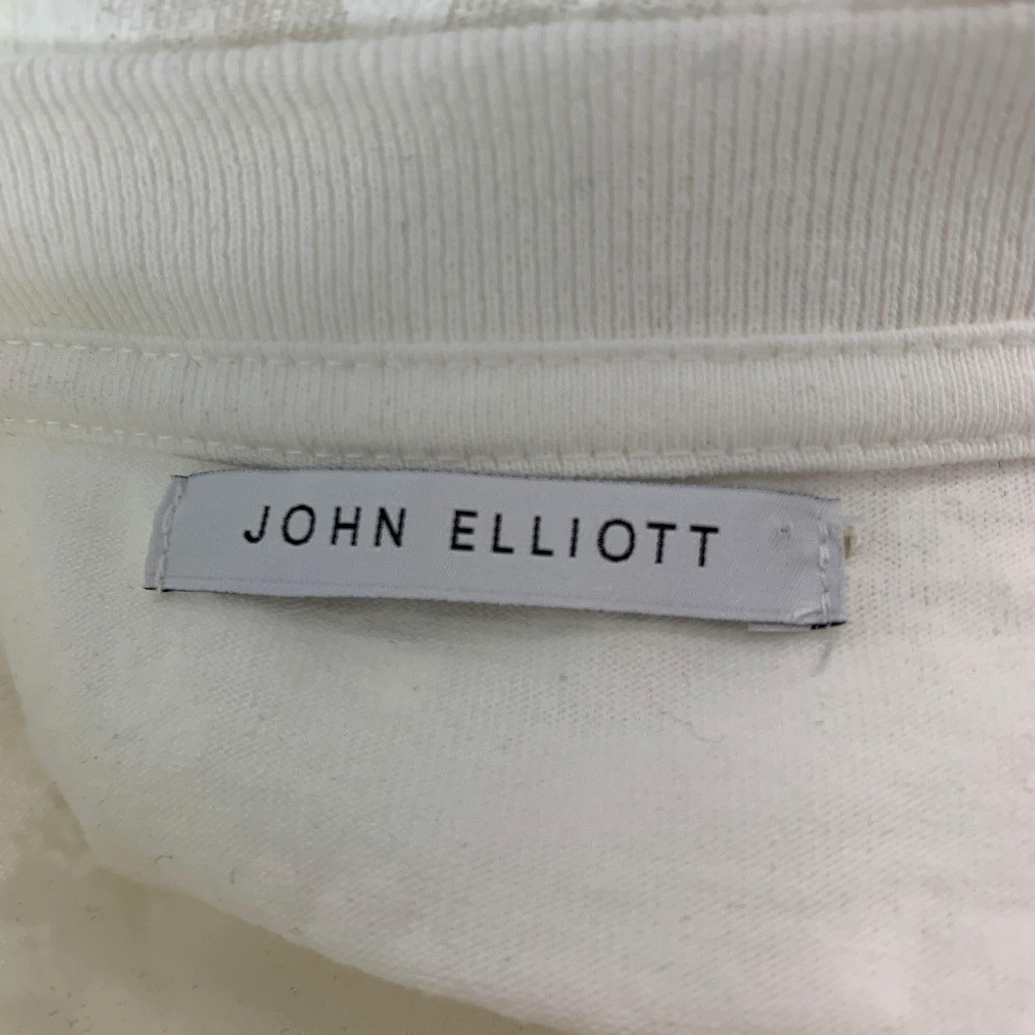 Men's JOHN ELLIOTT Size L White Multi-Color Splattered Cotton Crew-Neck T-shirt For Sale