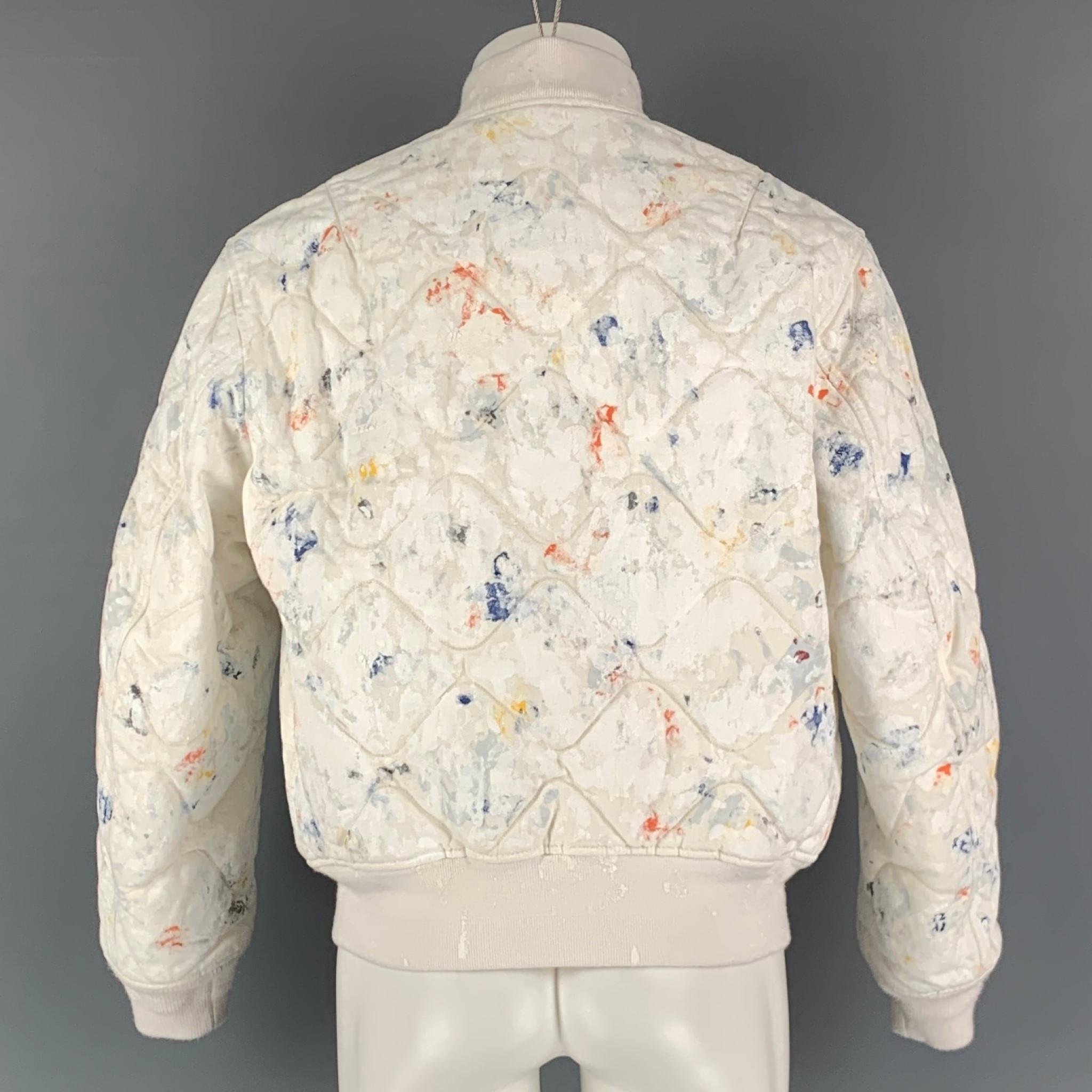 Men's JOHN ELLIOTT Size M White Multi-Color Splattered Cotton Jacket