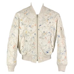 JOHN ELLIOTT Giacca in cotone bianco e multicolore con schizzi di colore, taglia M.