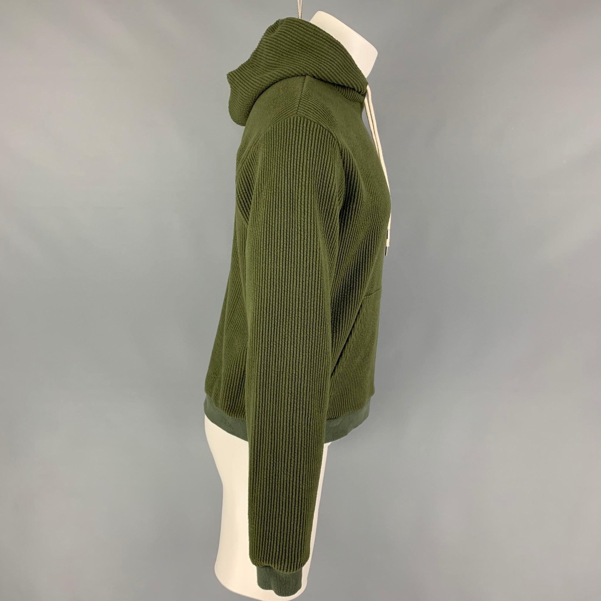 JOHN ELLIOTT Sweat-shirt à capuche en coton et polyester texturé vert, taille S Excellent état - En vente à San Francisco, CA