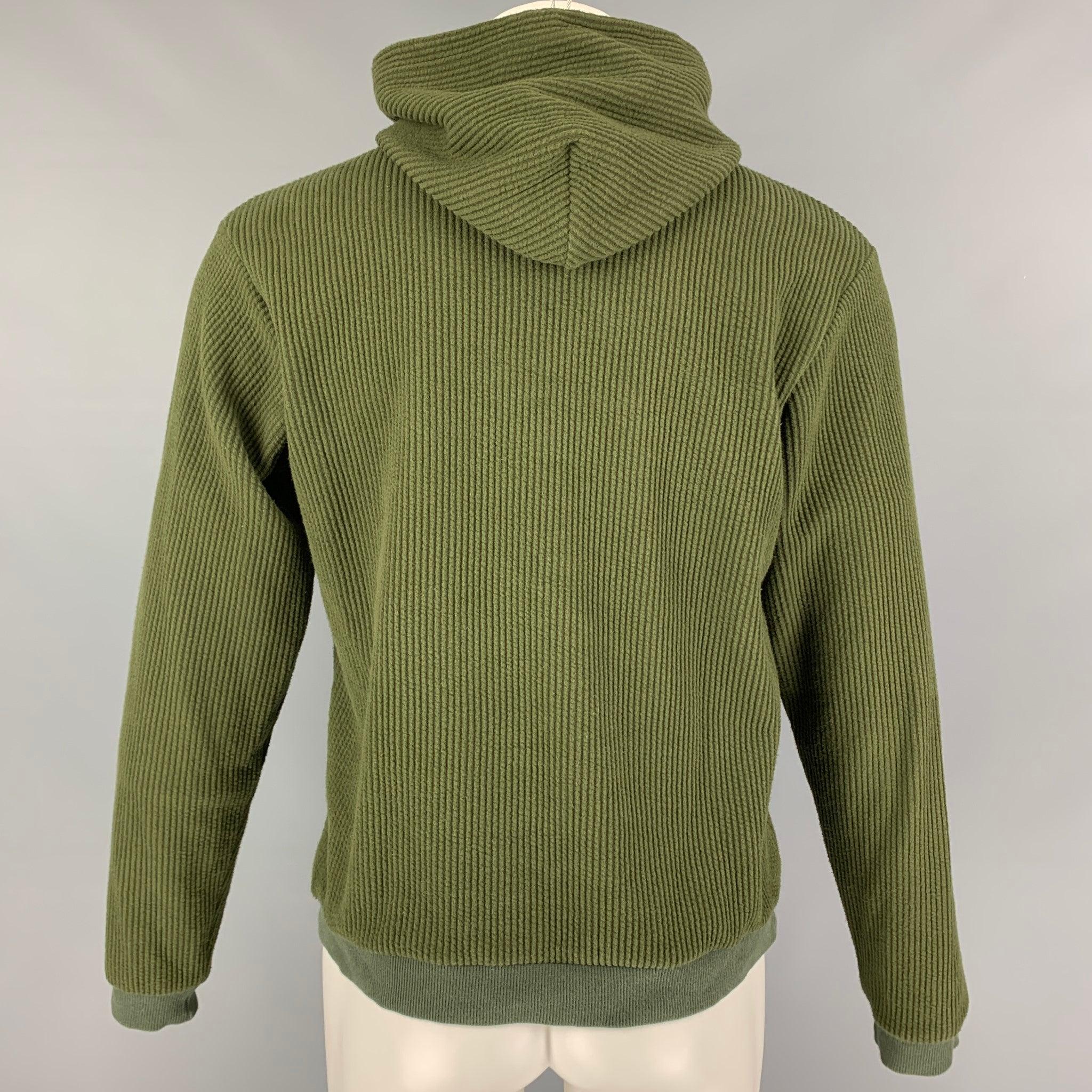 Men's JOHN ELLIOTT Size S Green Textured Cotton Polyester Hooded Sweatshirt For Sale