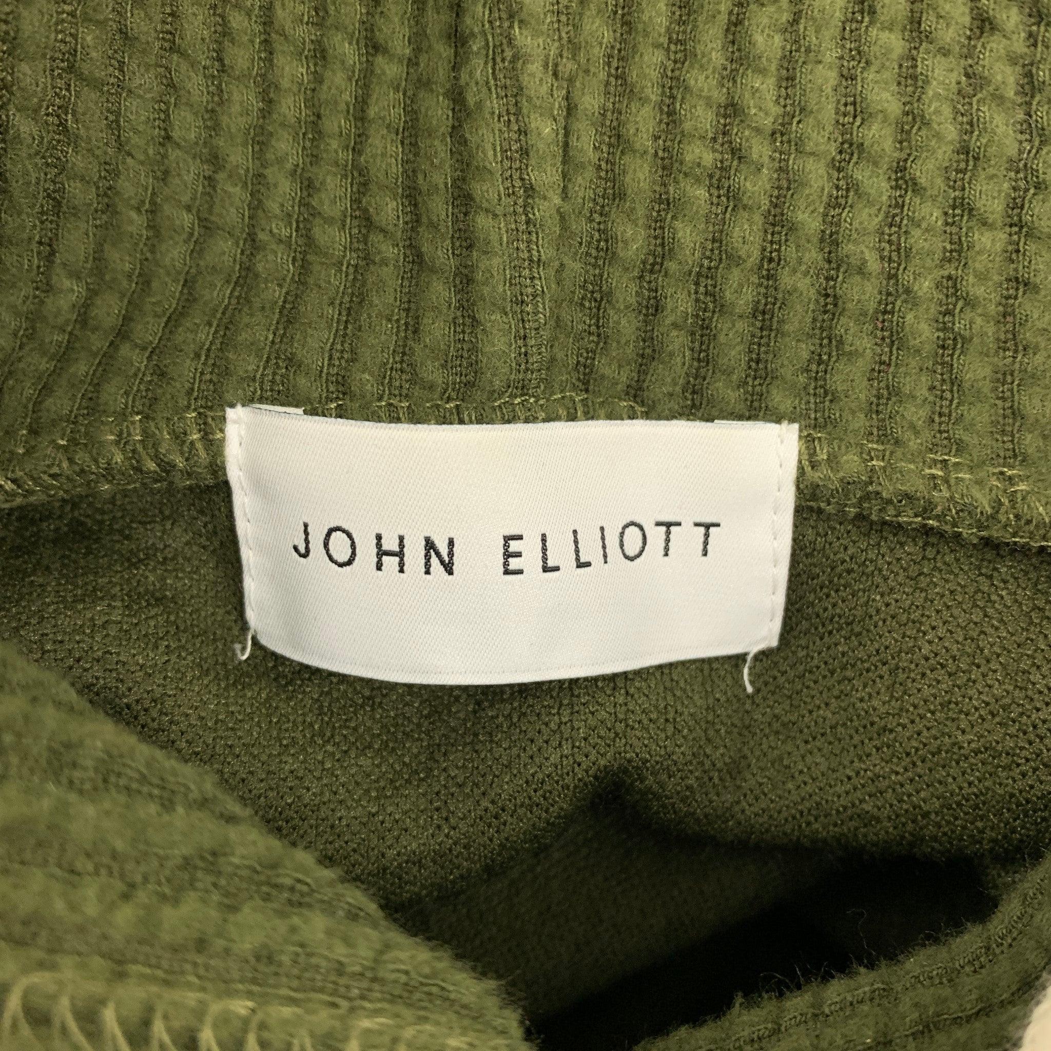 JOHN ELLIOTT Sweat-shirt à capuche en coton et polyester texturé vert, taille S en vente 1