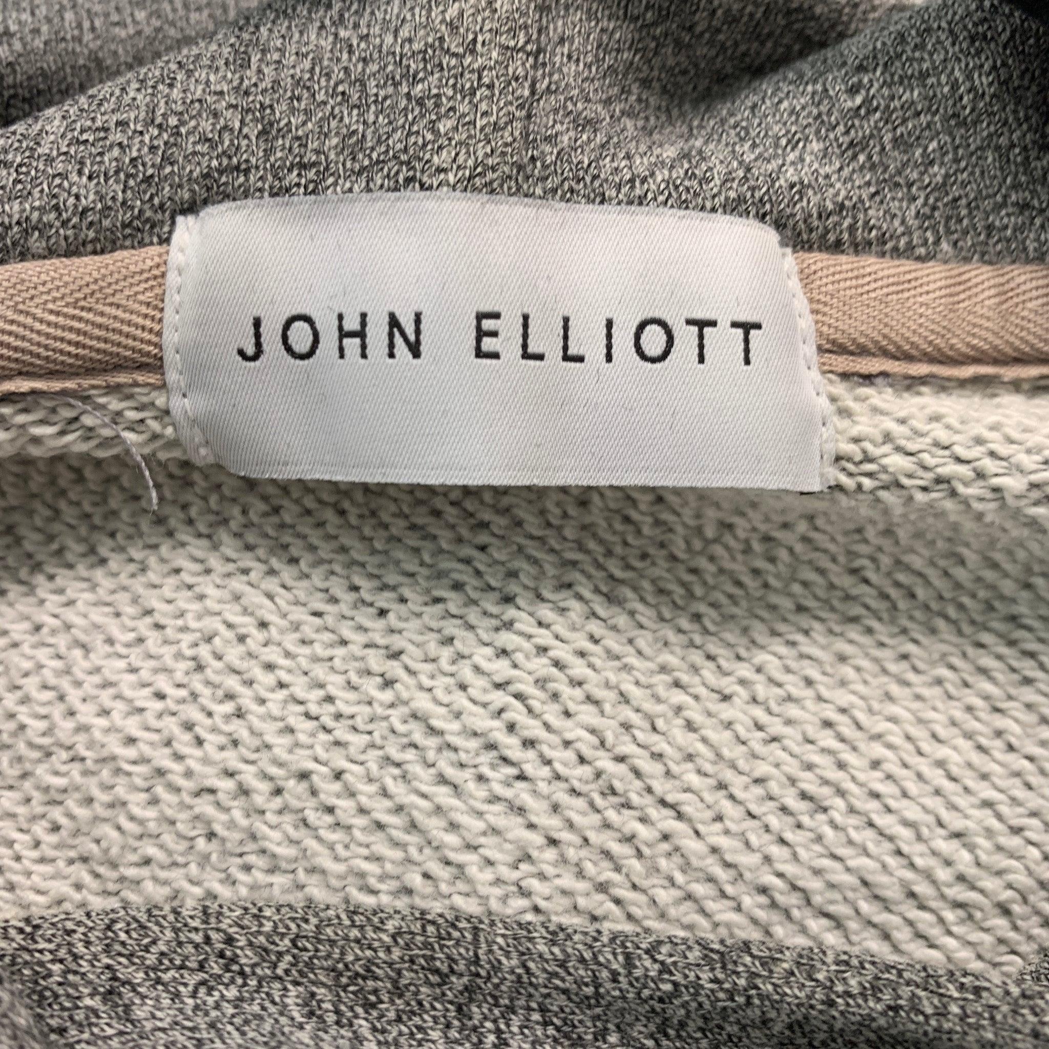 JOHN ELLIOTT Size S Grey Heather Cotton Polyester Hoodie Sweatshirt For Sale 2