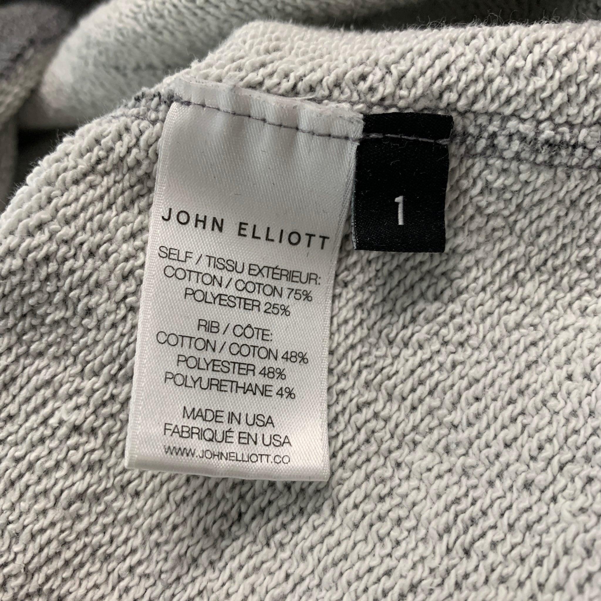 JOHN ELLIOTT Size S Grey Heather Cotton Polyester Hoodie Sweatshirt For Sale 3