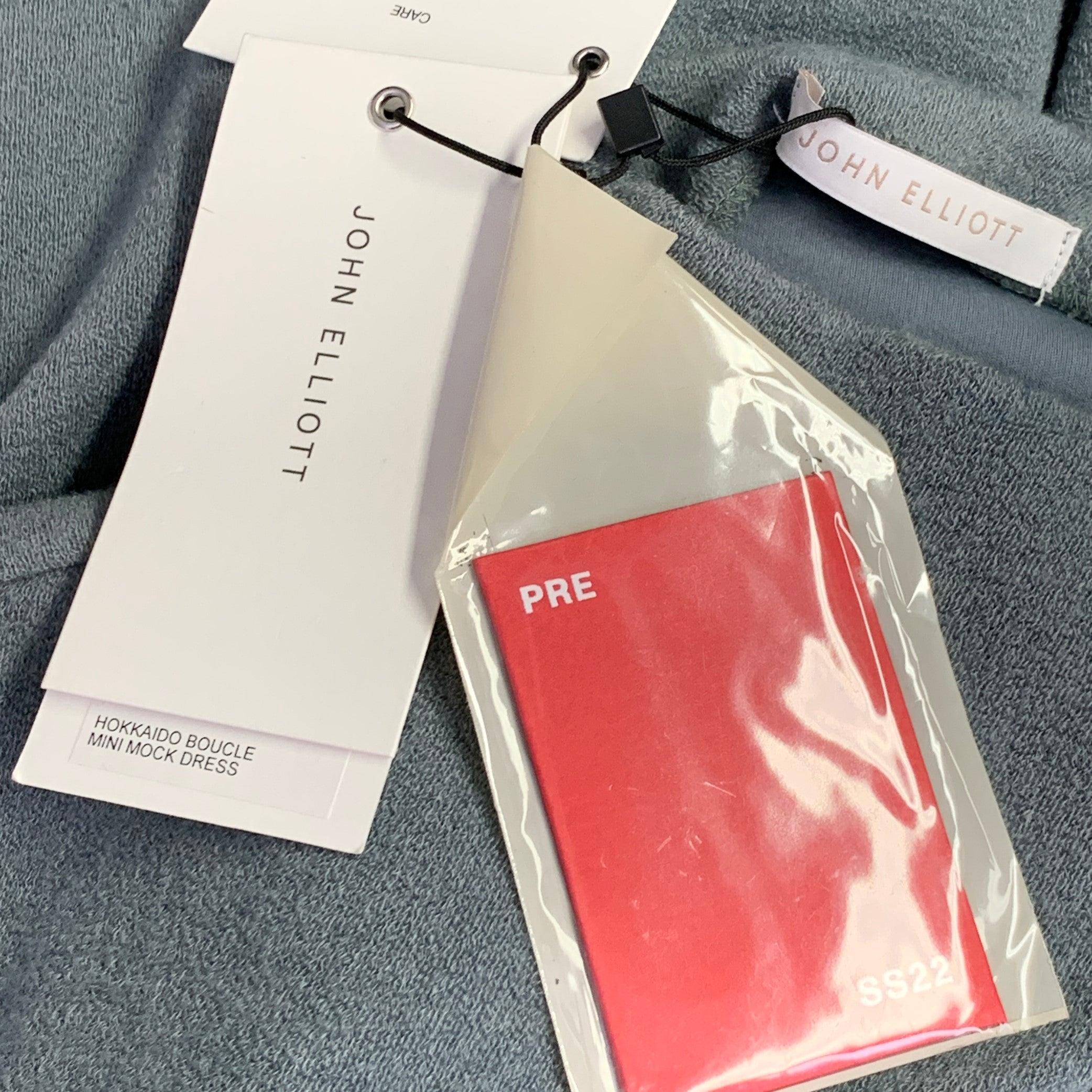 Donna JOHN ELLIOTT Taglia S Abito senza maniche in lana nylon grigio latte Hokkaido Boucle in vendita