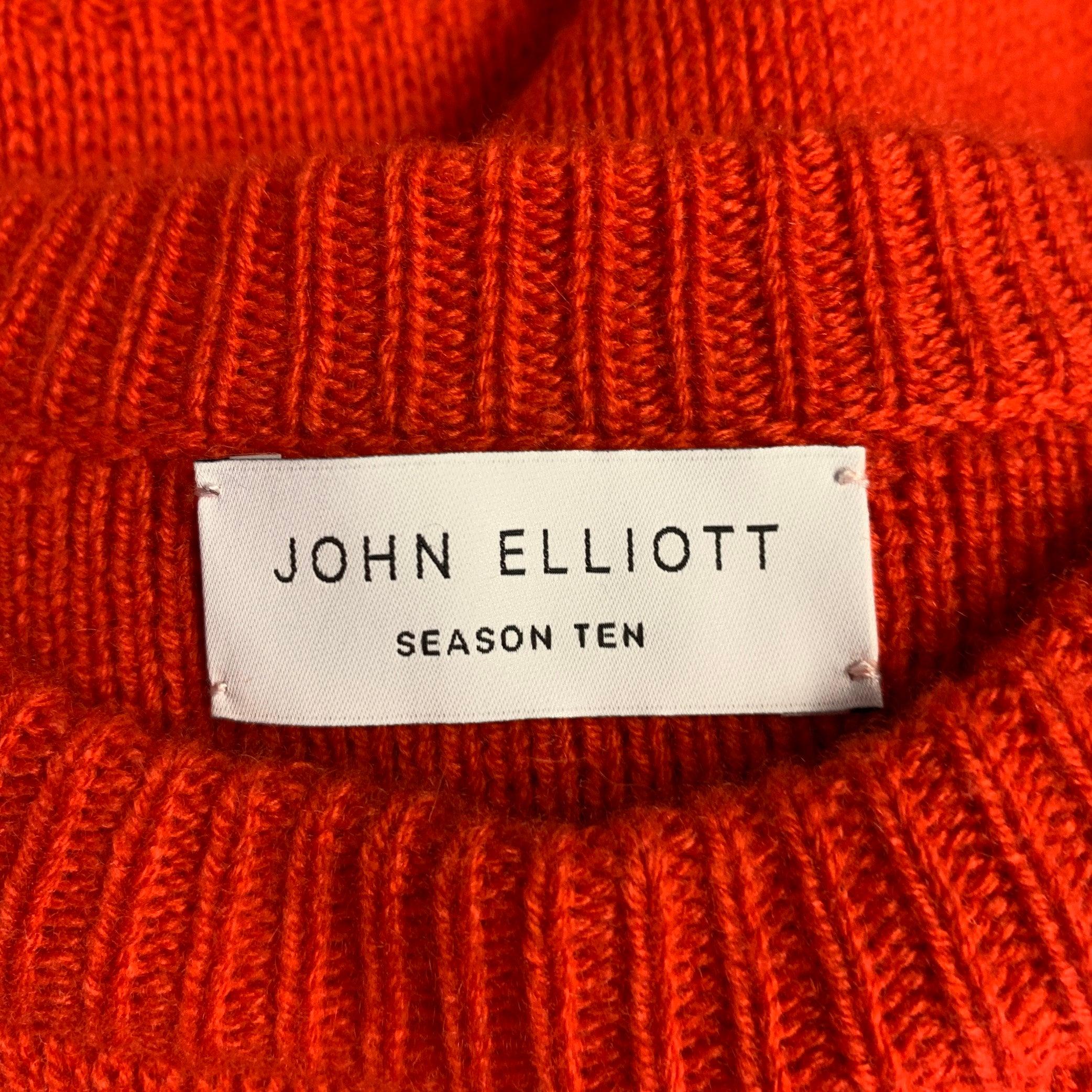 JOHN ELLIOTT Size S Red Cashmere Crew Neck Sweater For Sale 1