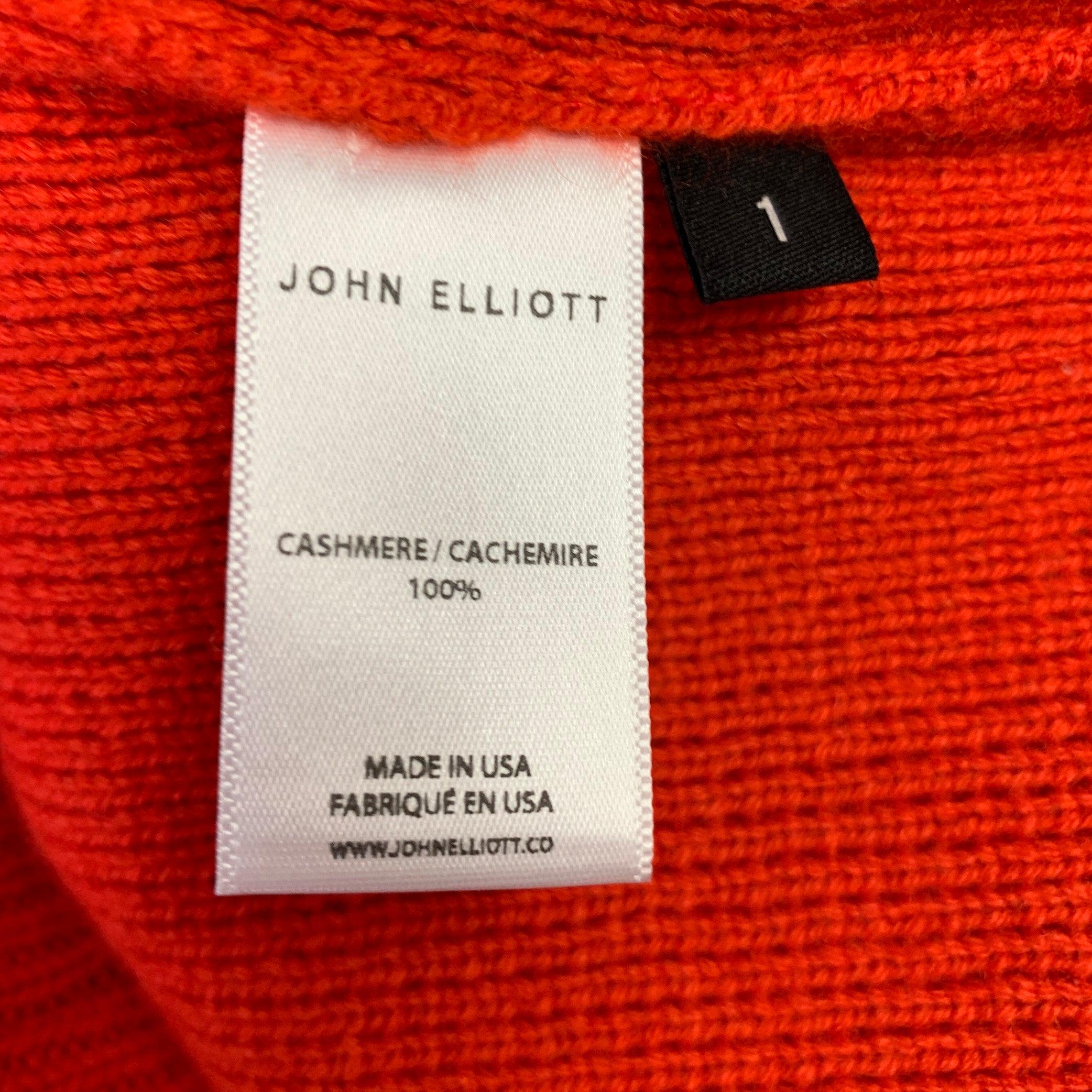 JOHN ELLIOTT Size S Red Cashmere Crew Neck Sweater For Sale 2