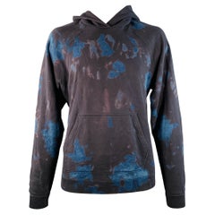 JOHN ELLIOTT - Felpa con cappuccio in cotone con colorazione Tie Dye blu e nero taglia XL