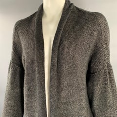 JOHN ELLIOTT Size XL Grey Black Knit Linen  Cotton Cape Cardigan