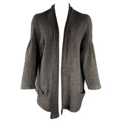 JOHN ELLIOTT Size XL Grey Black Knit Linen  Cotton Cape Cardigan
