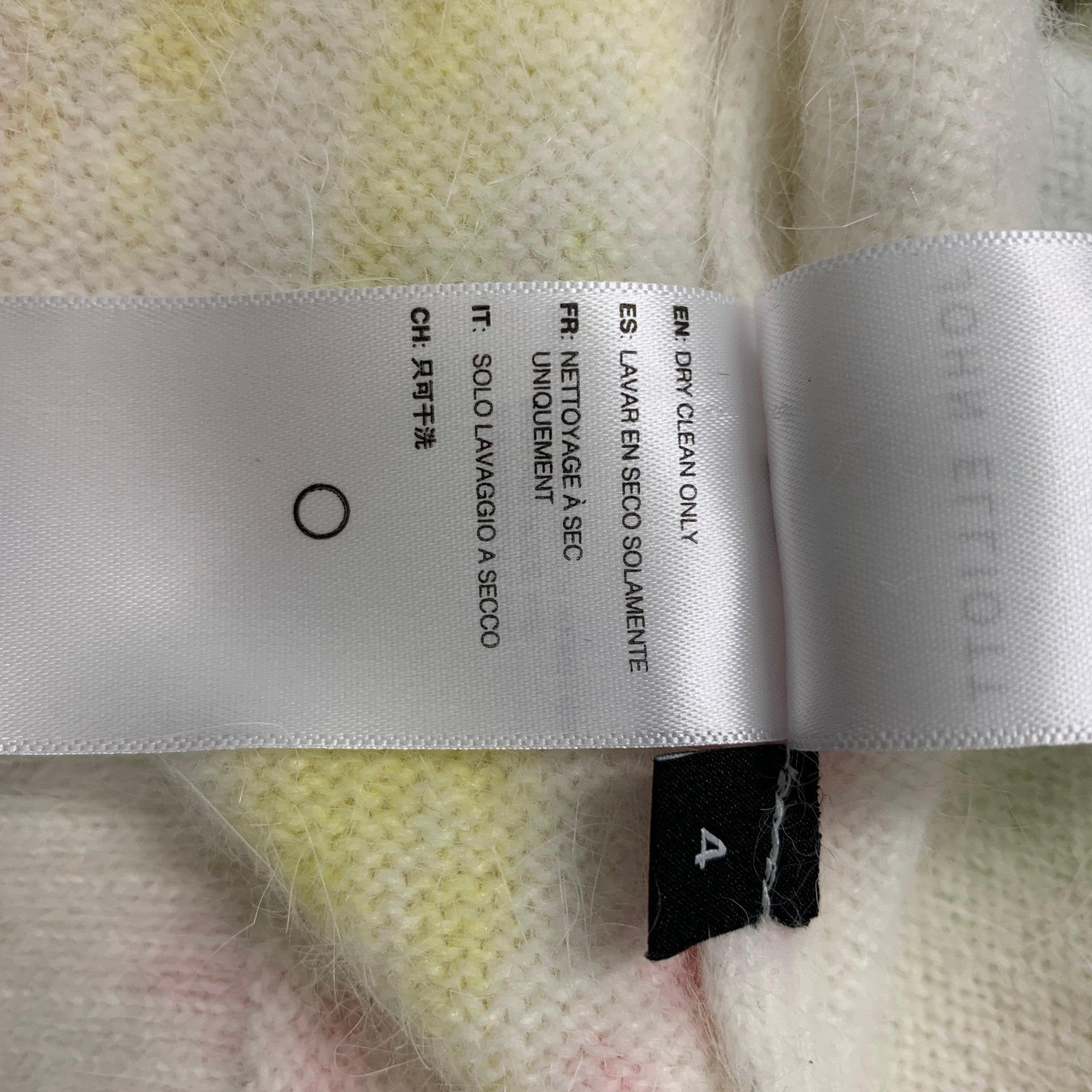 JOHN ELLIOTT Size XL Off White Yellow Painted Angora  Nylon Crew-Neck Sweater For Sale 1