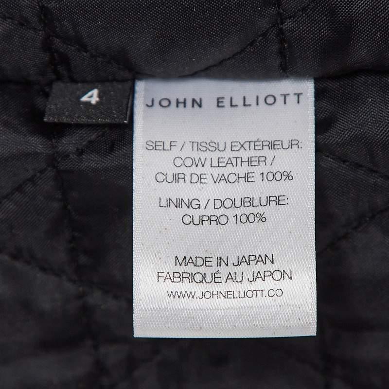 John Elliott X Blackmeans Beige Distress Ivory Paint Leather Riders Jacket XL For Sale 2