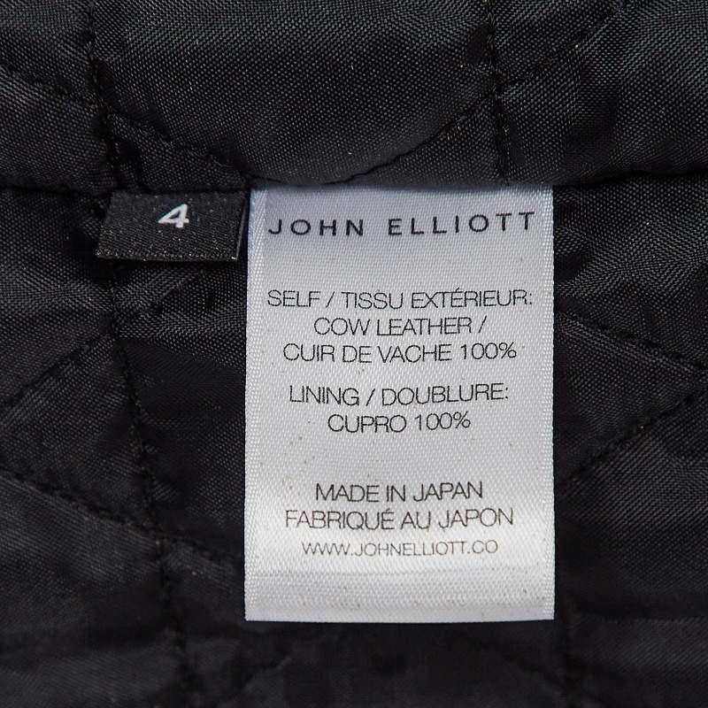 John Elliott X Blackmeans Beige Distress Ivory Paint Leather Riders Jacket XL For Sale 3