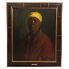 John Ellsworth Weis Turkish African Portrait Oil Painting on Canvas 33"