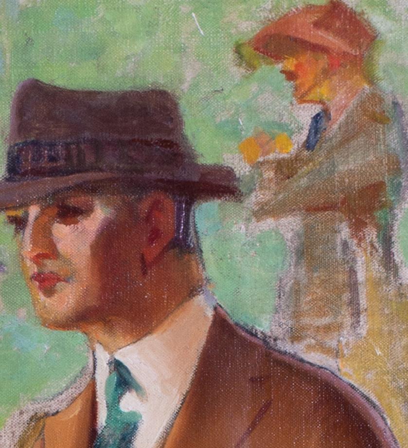 'Una giornata al polo', dipinto a olio del 1930 dell'artista americano John E Sheridan - Painting Moderno di John Emmet Sheridan