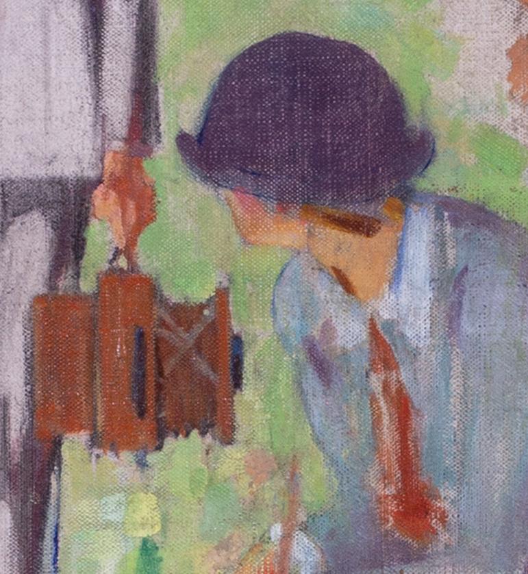 'Una giornata al polo', dipinto a olio del 1930 dell'artista americano John E Sheridan - Figurative Painting Grigio di John Emmet Sheridan
