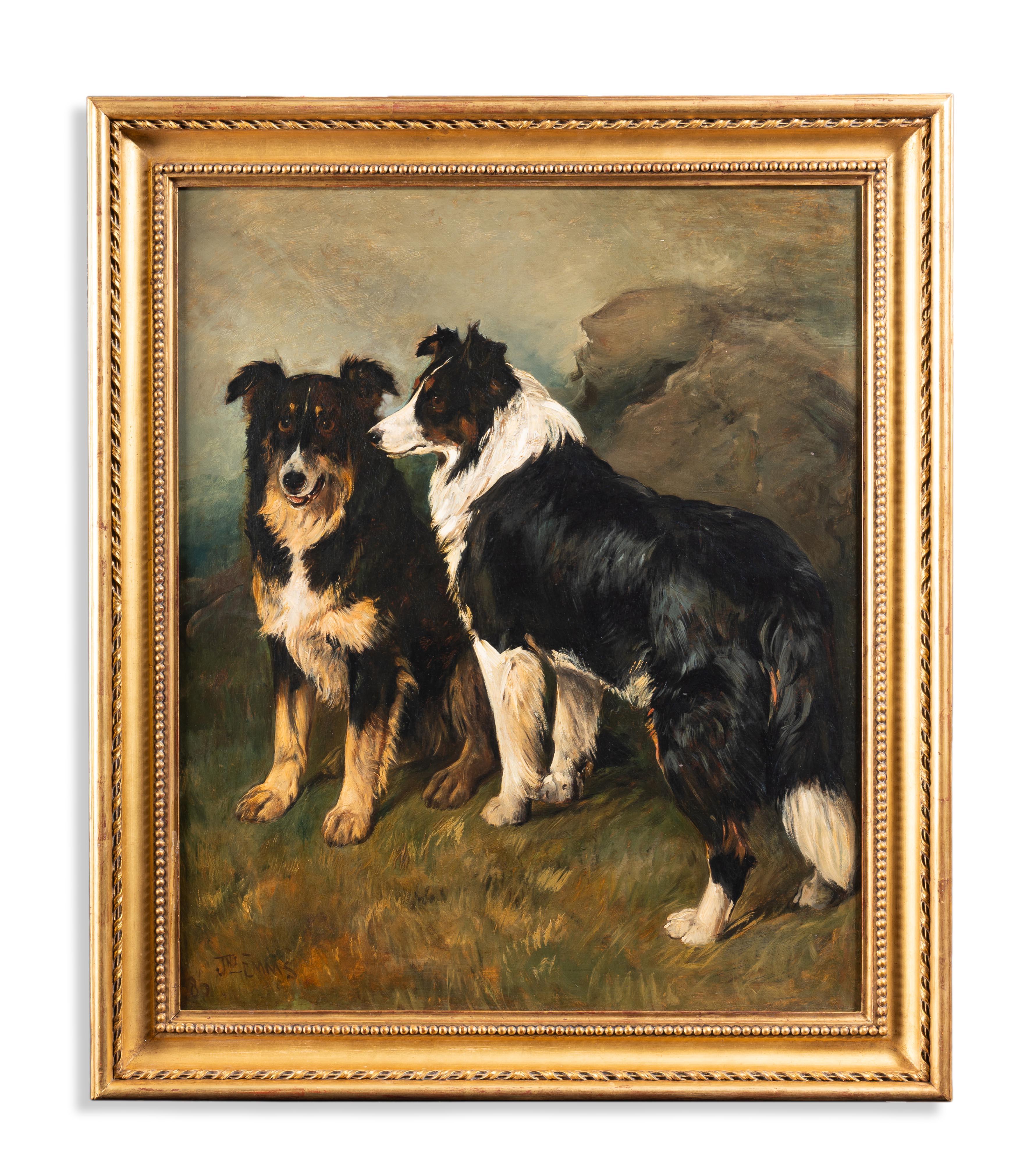 John Emms Animal Painting – Collies in einer Landschaft