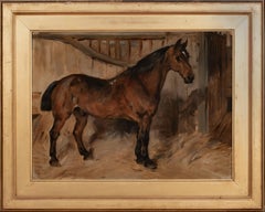 Large 19th Century Portrait Of A Bay Carriage Horse, 19th Century  by JOHN EMMS