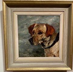 Antique Late 19th Century English portrait of an English Labrador dog head, Thunder