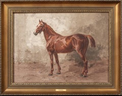 Portrait Of A Chestnut Hunter In A Stable, 19th Century by JOHN EMMS (1843-1912)