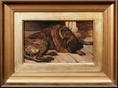Portrait Of Brindle Coasted Mastiff Sleeping, 19th Century