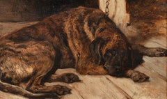 Portrait Of Brindle Coasted Mastiff Sleeping, 19th Century