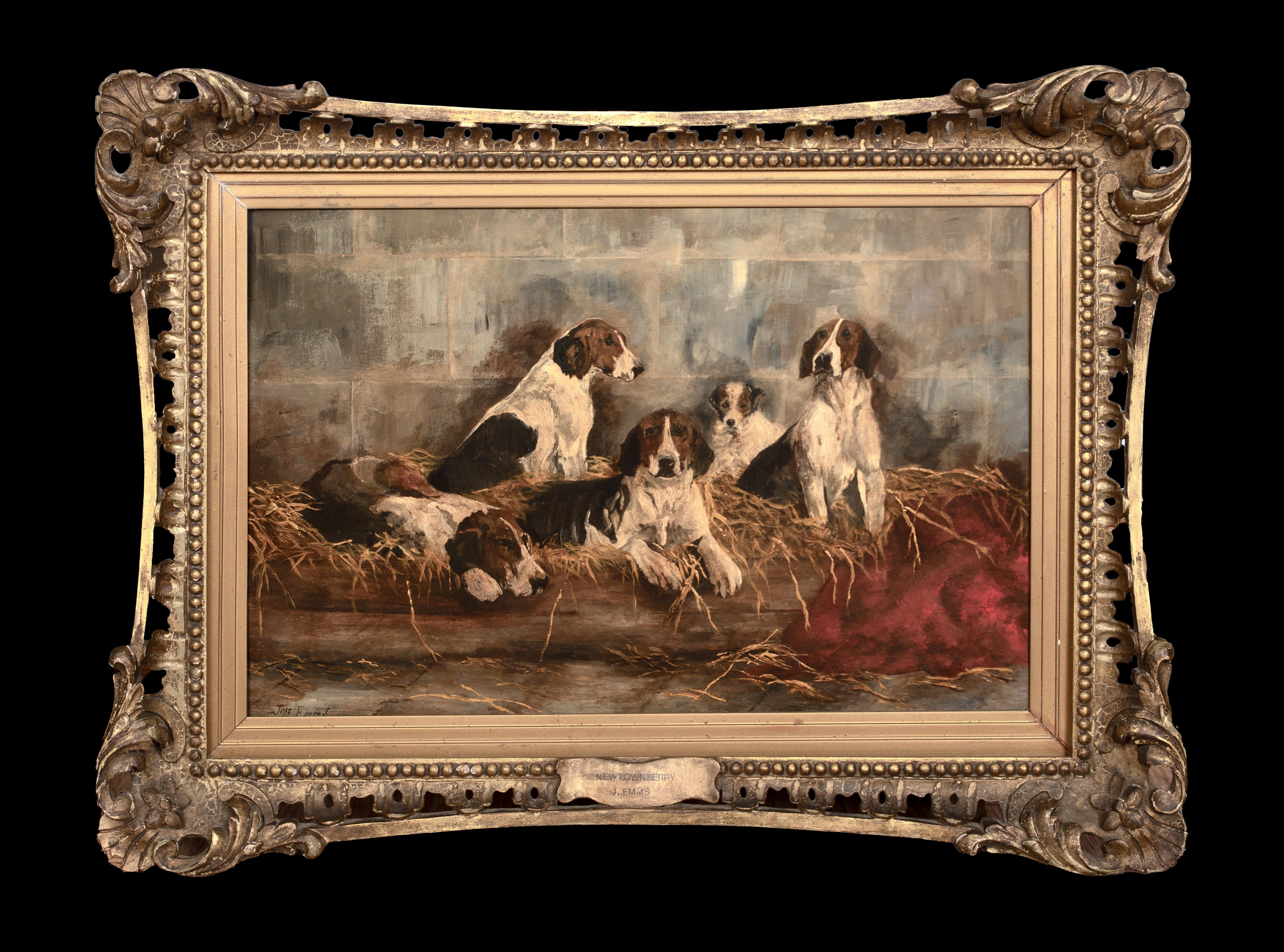 Los Sabuesos De La Nueva Caza De Townberry, Siglo XIX  por JOHN EMMS (1843-1912) - Painting de John Emms