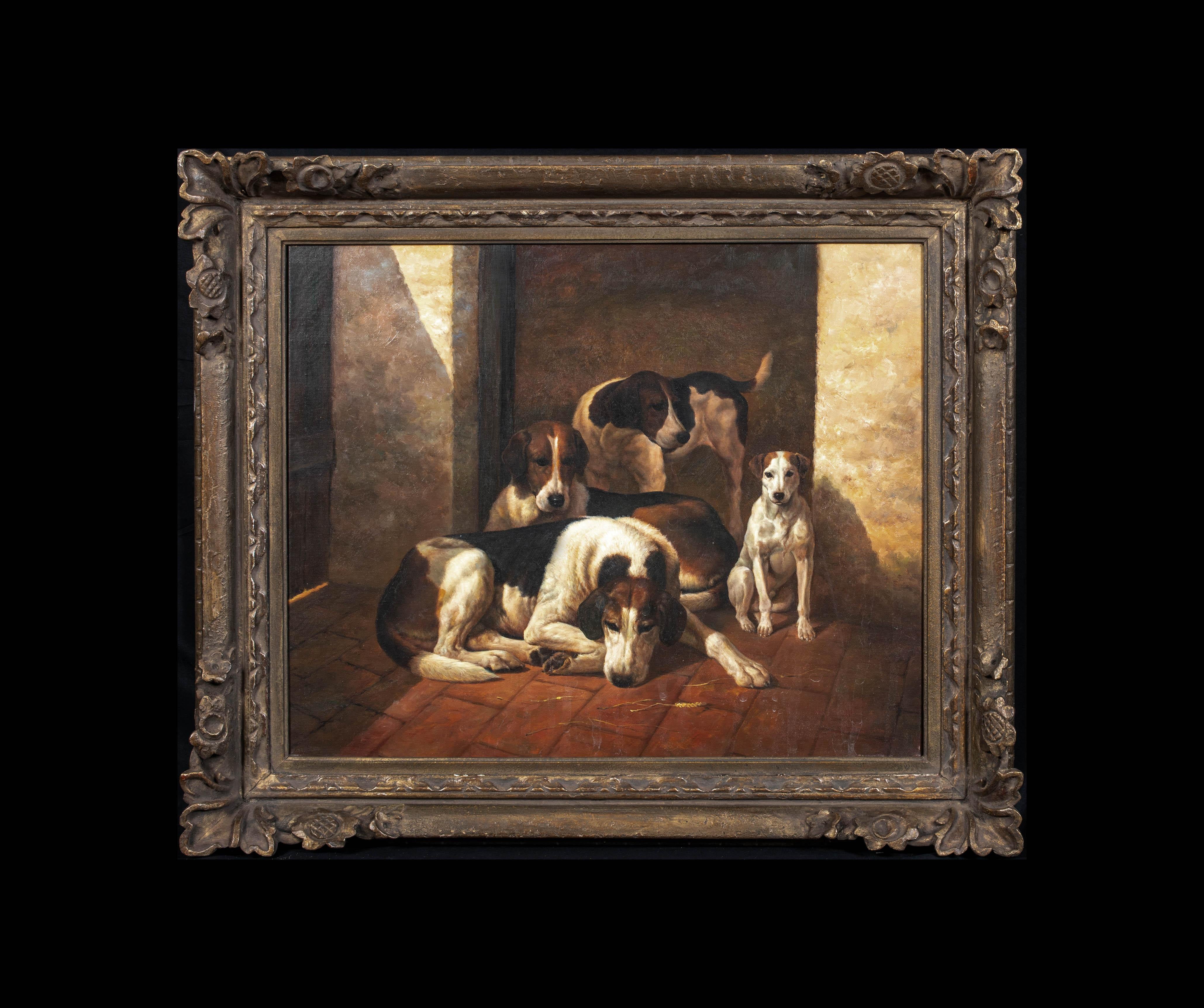 Les chiens renards de la New Forest, vers 1900  Attribué à JOHN EMMS (1843-1812) - Painting de John Emms