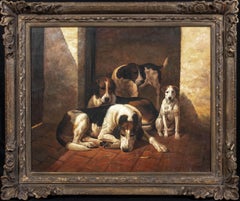 Les chiens renards de la New Forest, vers 1900  Attribué à JOHN EMMS (1843-1812)