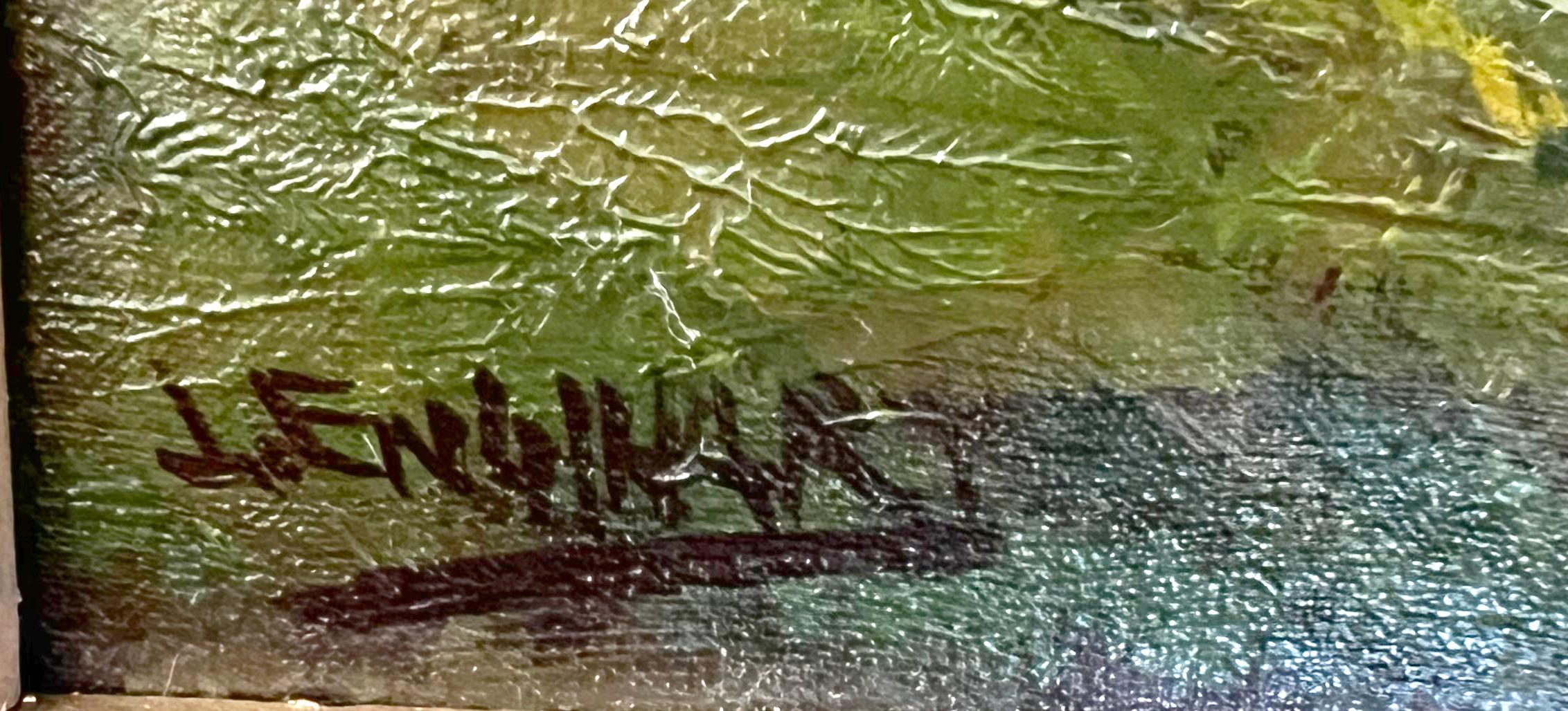 Mt Shasta Paseo primaveral por el río bajo la montaña Óleo original sobre lino en venta 1