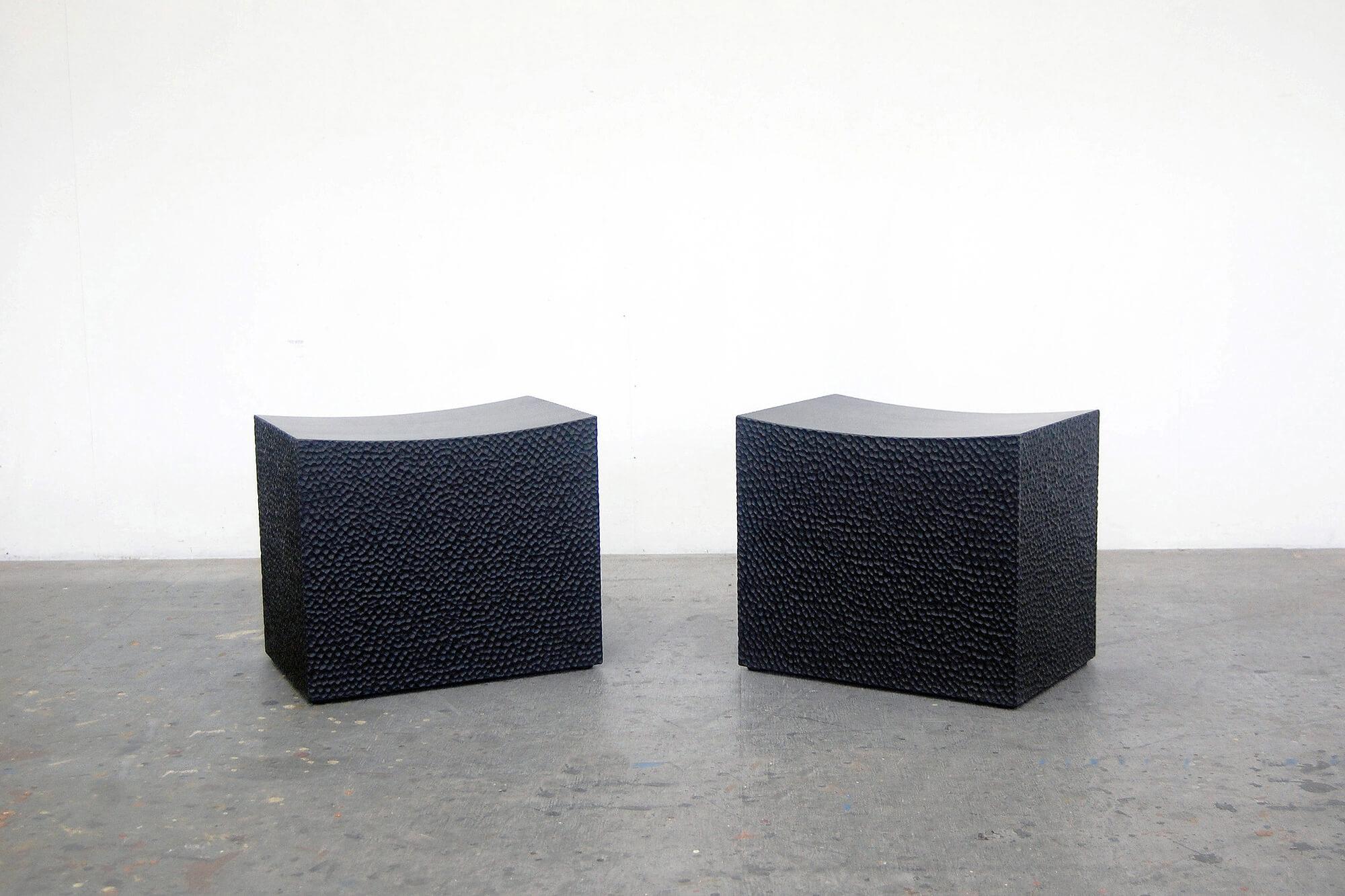 The Block Stools are listed here as a set. Each design is also available for purchase separately at $8,000.

This monolithic piece from John Eric Byers merges bold, modern geometries with traditional craft. The wood is hand-carved and lacquered