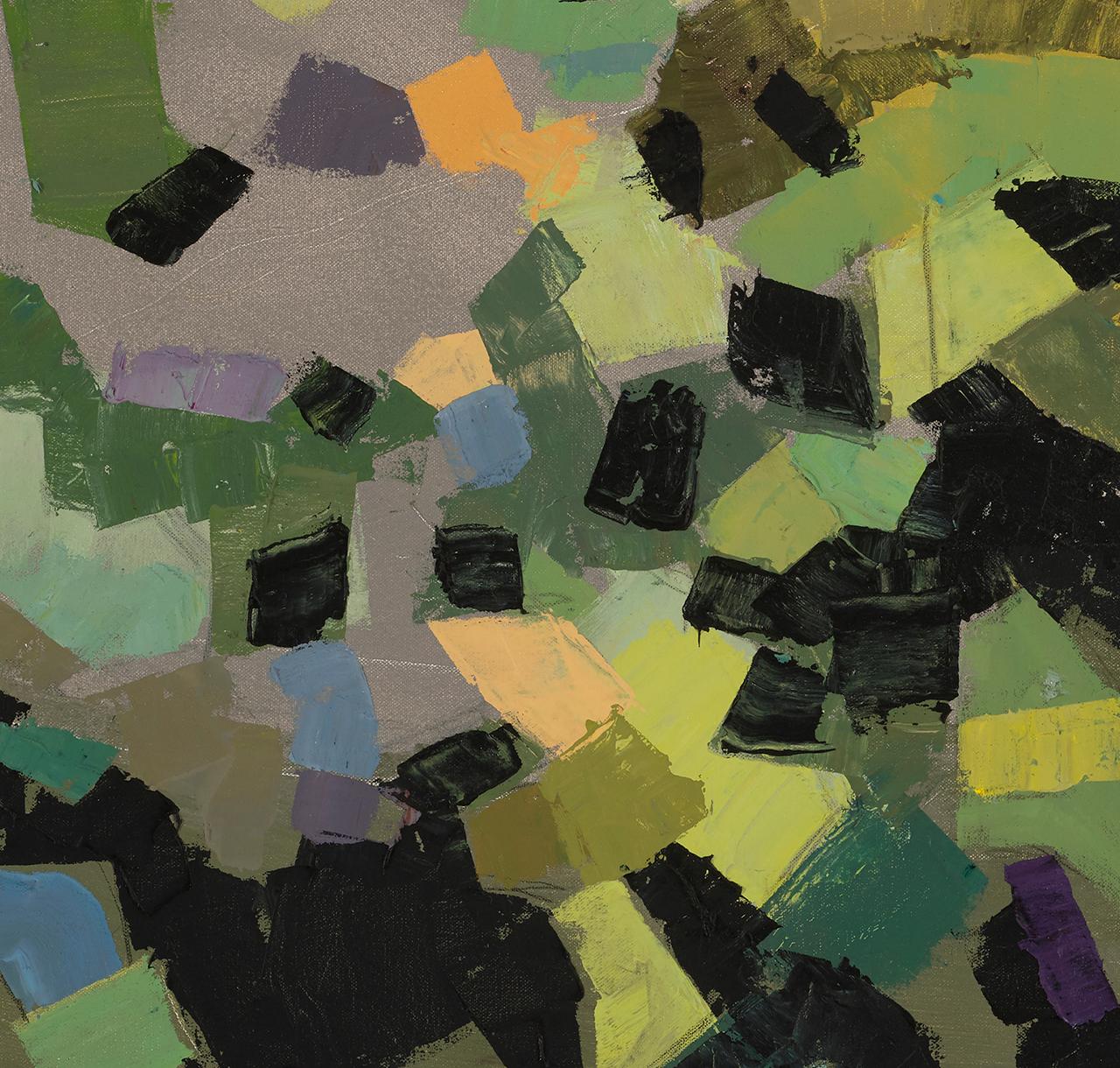ETUDE EN BAROQUE, oil paint, vivid colors, green, solid colors,  - Contemporary Painting by John Evans