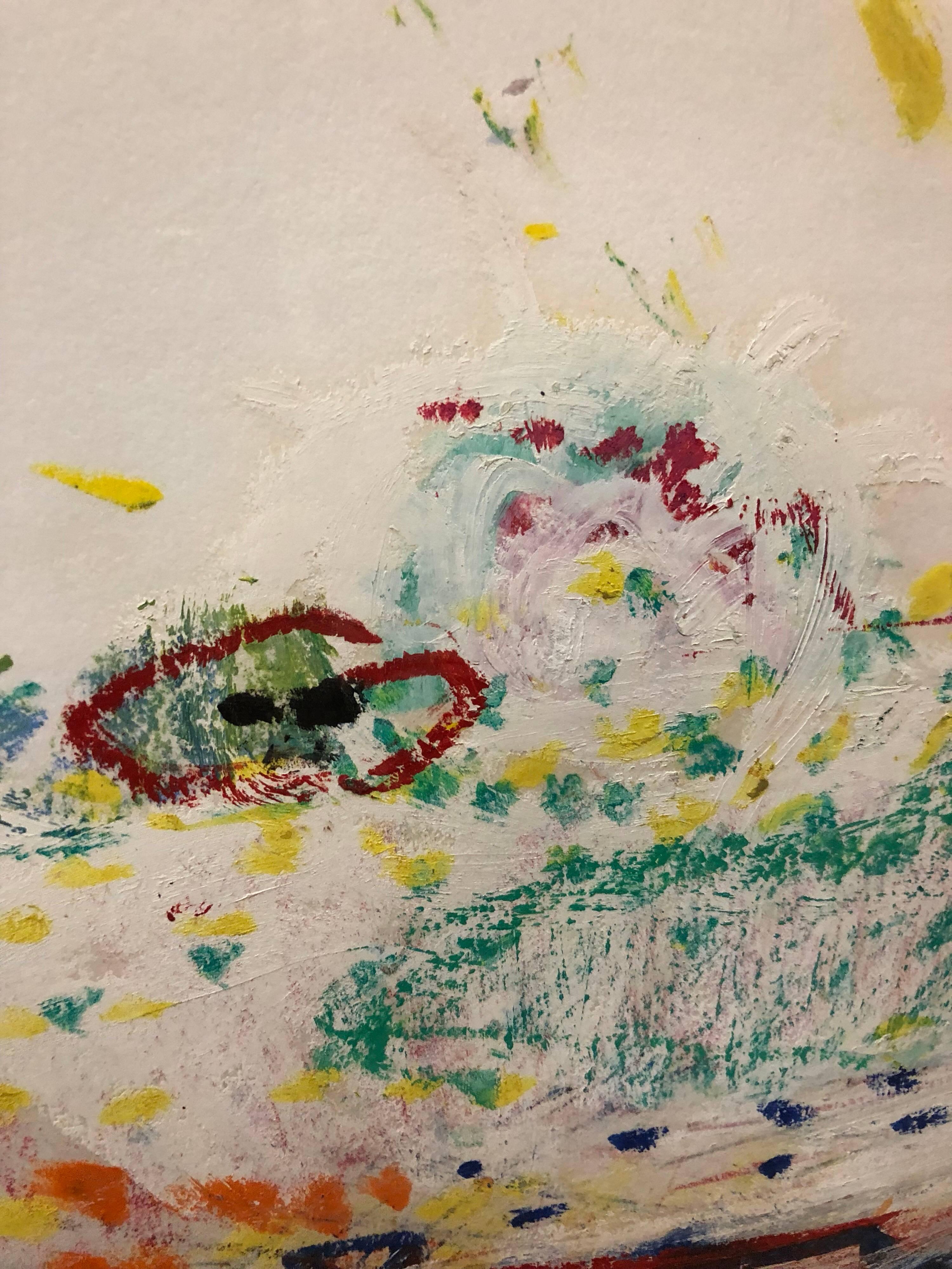 John Evans (américain, né en 1945), Untitled oilstick on paper, signé au crayon en bas au centre, étiquette de la galerie (Allan Stone Gallery, New York) apposée au verso, feuille : le format de vue est  22 