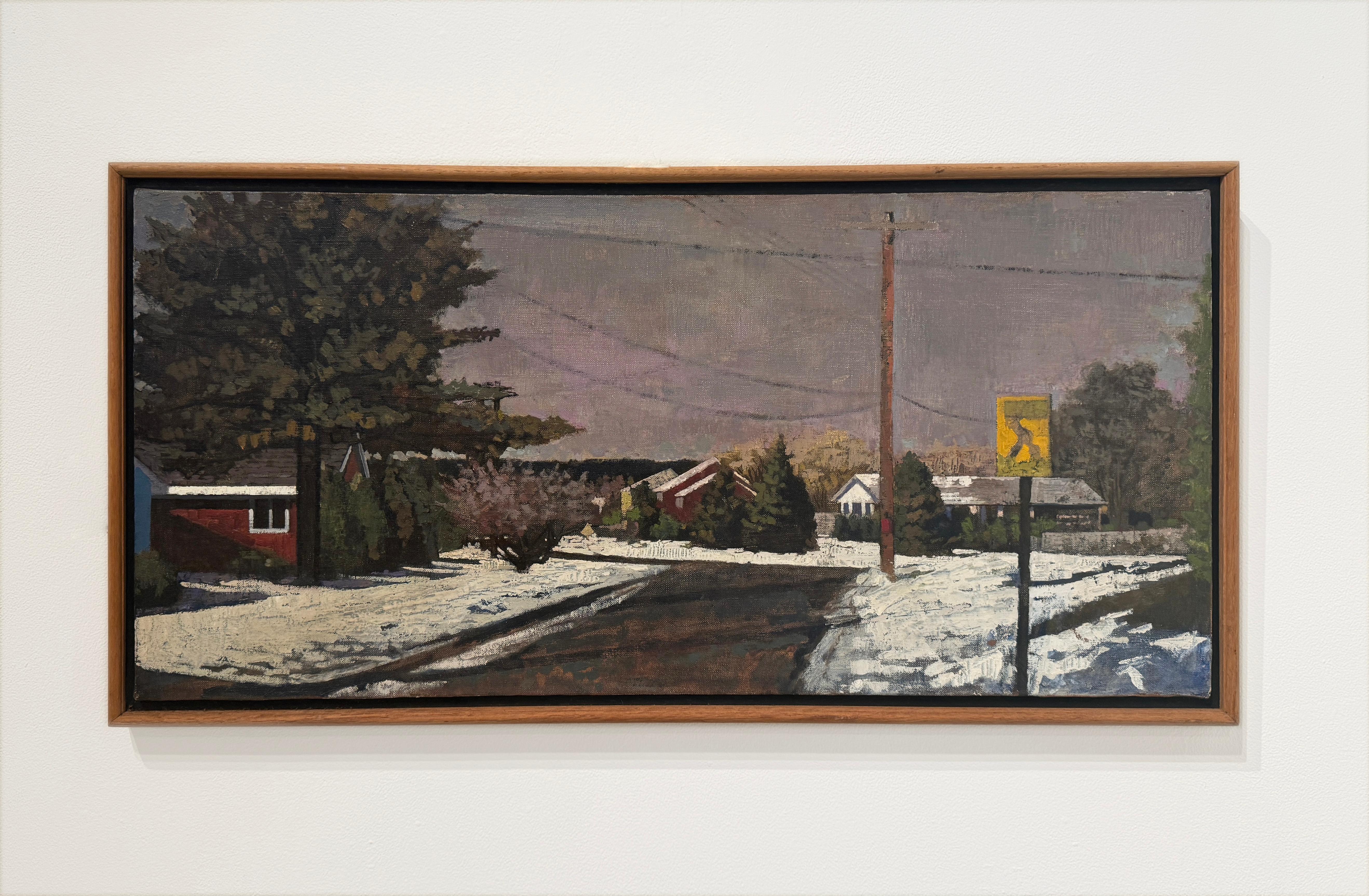SEÑAL DE CALLE AMARILLA - Realismo / Paisaje / Escena de nieve / Nostalgia - Painting de John Evans