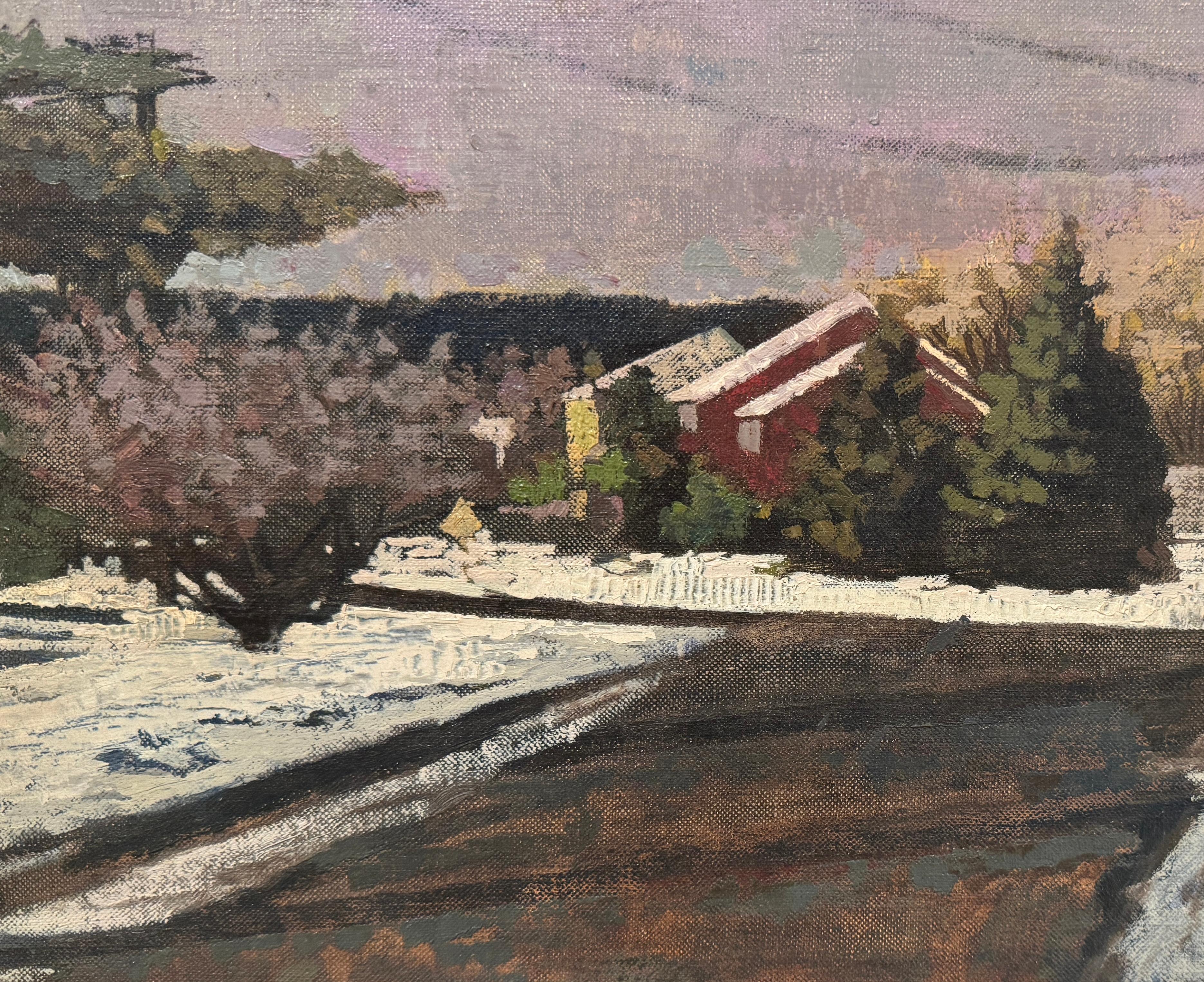 SEÑAL DE CALLE AMARILLA - Realismo / Paisaje / Escena de nieve / Nostalgia en venta 3