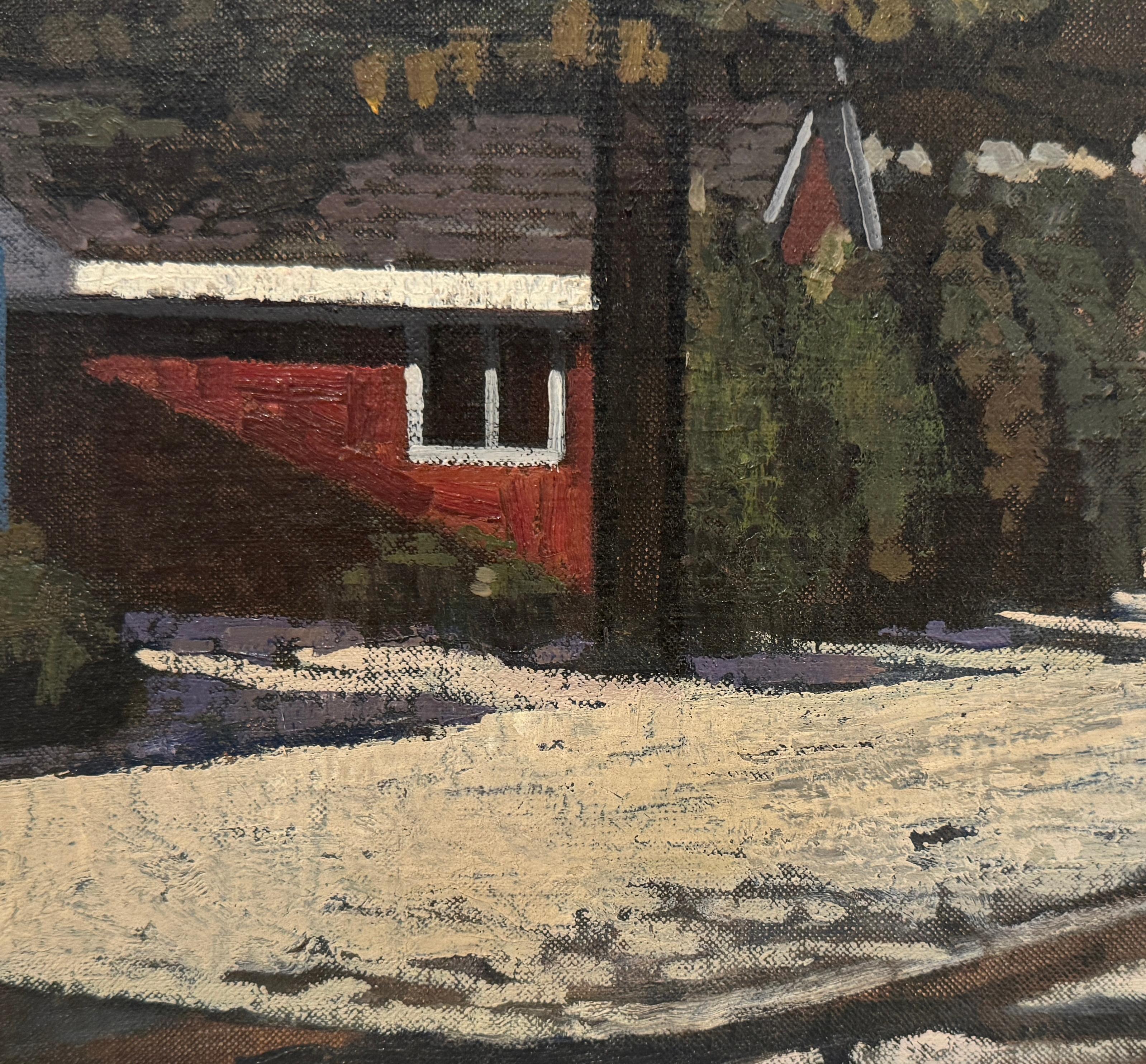 SEÑAL DE CALLE AMARILLA - Realismo / Paisaje / Escena de nieve / Nostalgia en venta 4